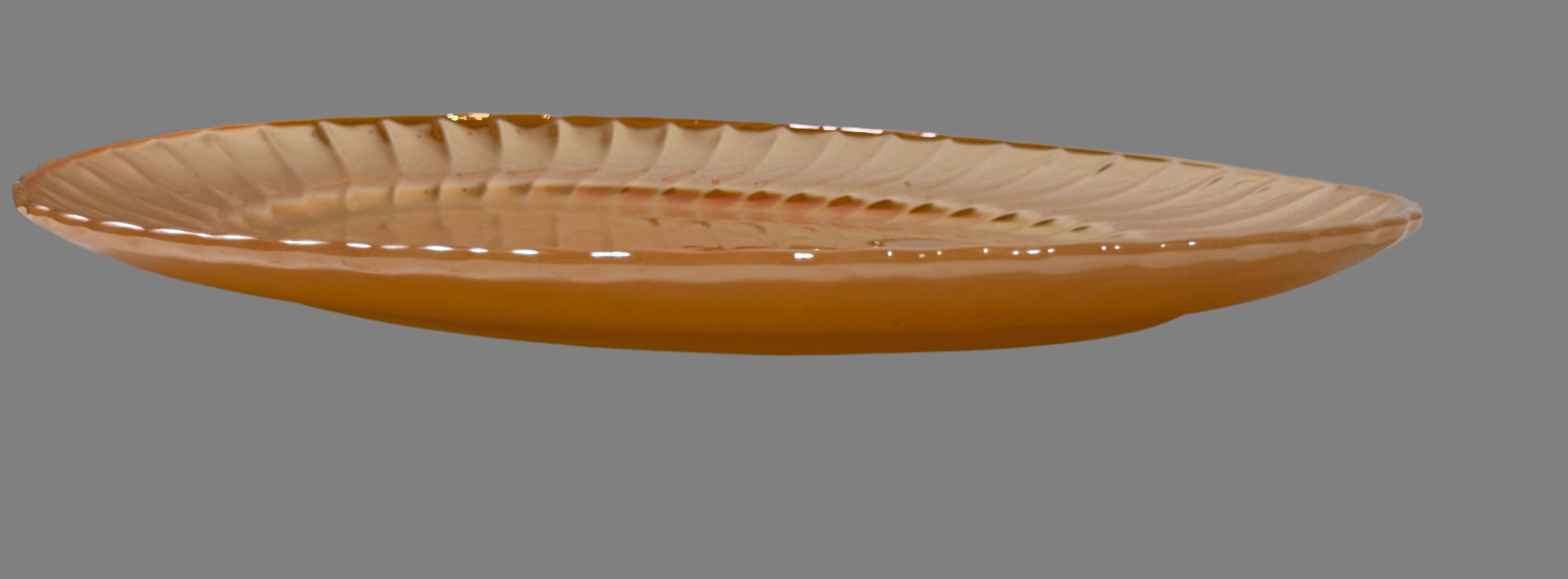 1950s Anchor Hocking Peach Lustre Swirl Platter – 15.5” Oval,  No. 2390, USA