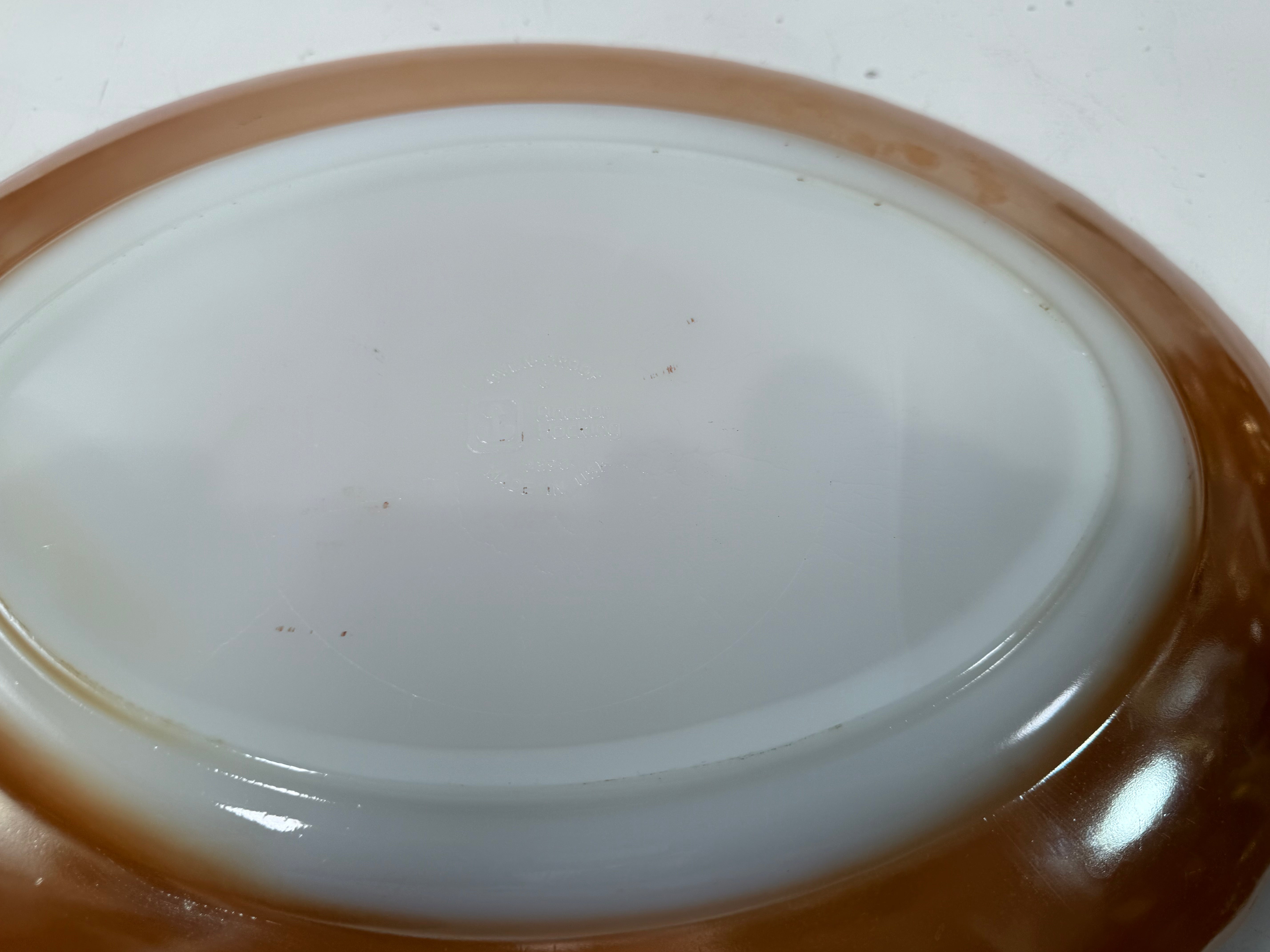 1950s Anchor Hocking Peach Lustre Swirl Platter – 15.5” Oval,  No. 2390, USA