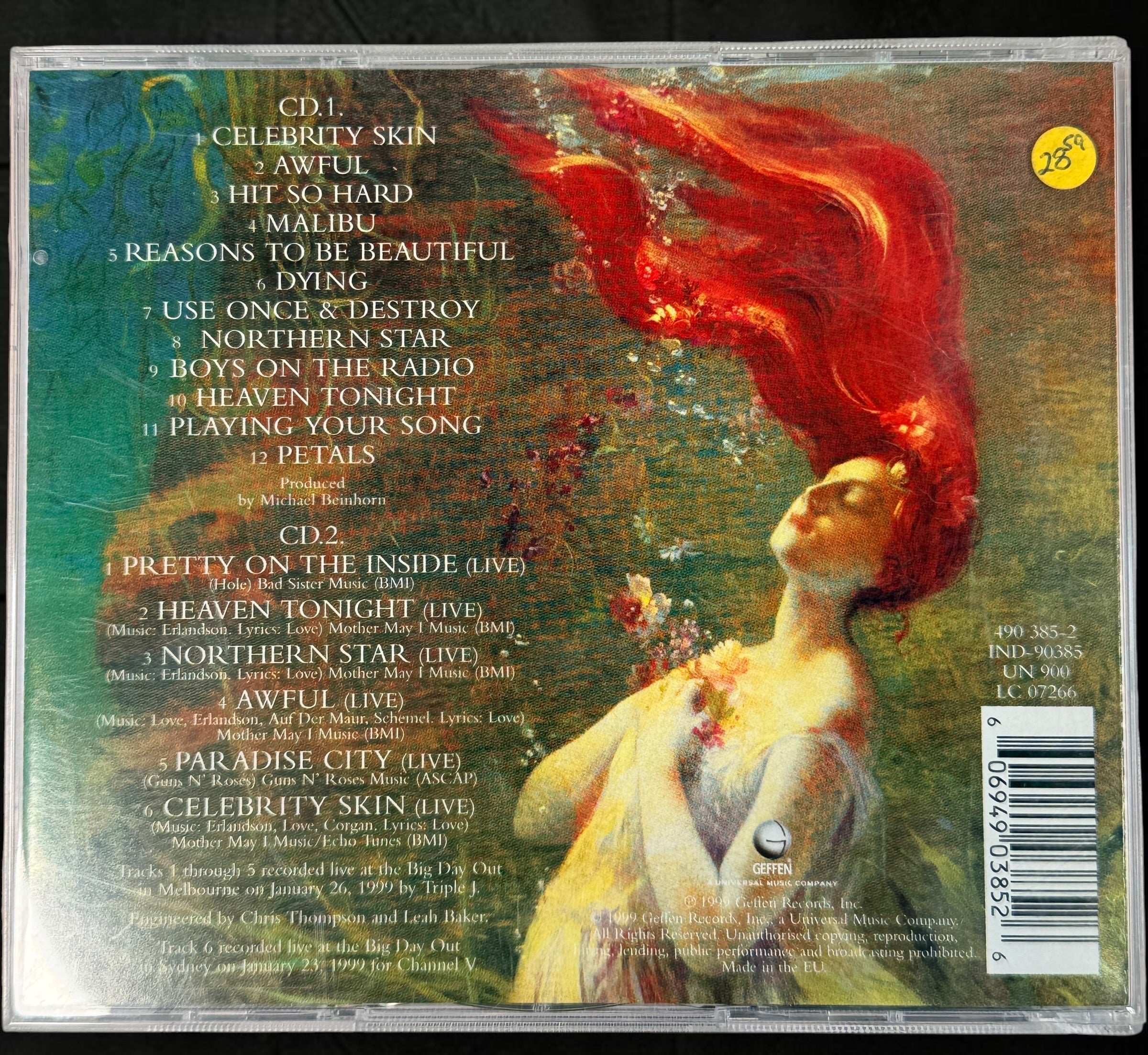 Hole Celebrity Skin Limited Tour Edition 2-CD set from 1999 with the original album and six bonus live tracks from Australia’s Big Day Out