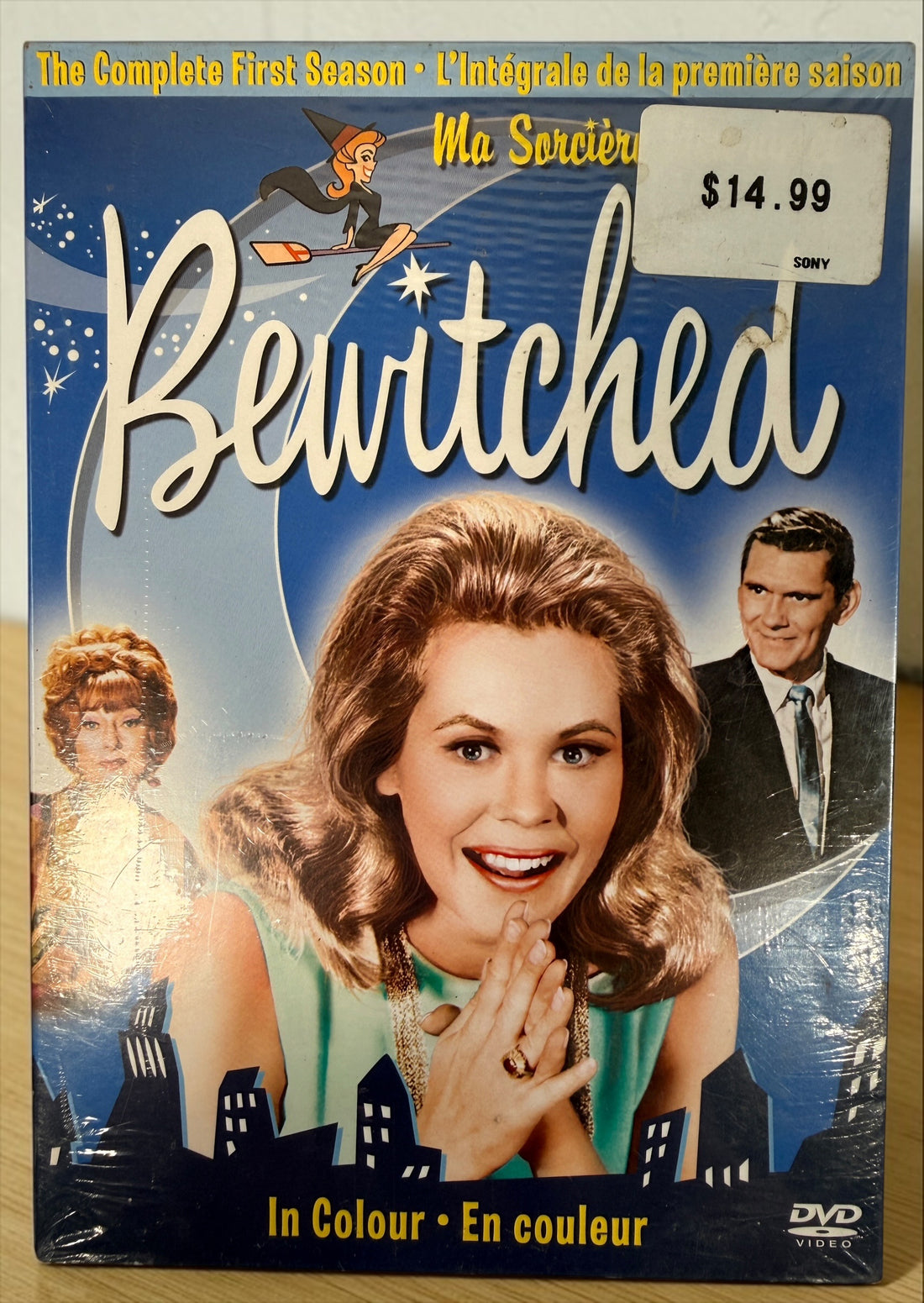 Sealed bilingual Bewitched Complete First Season 4-DVD set with all 36 colourized episodes, Region 1, English and French Canadian edition.