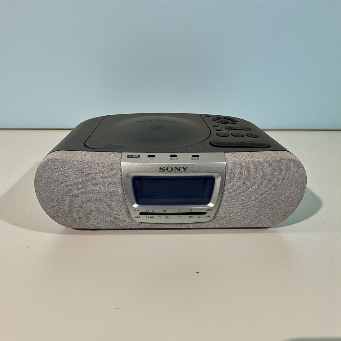 Sony Dream Machine ICF-CD830 tested CD clock radio with AM/FM, dual alarm and bright display. Reliable bedside unit in clean working condition, ships fast.