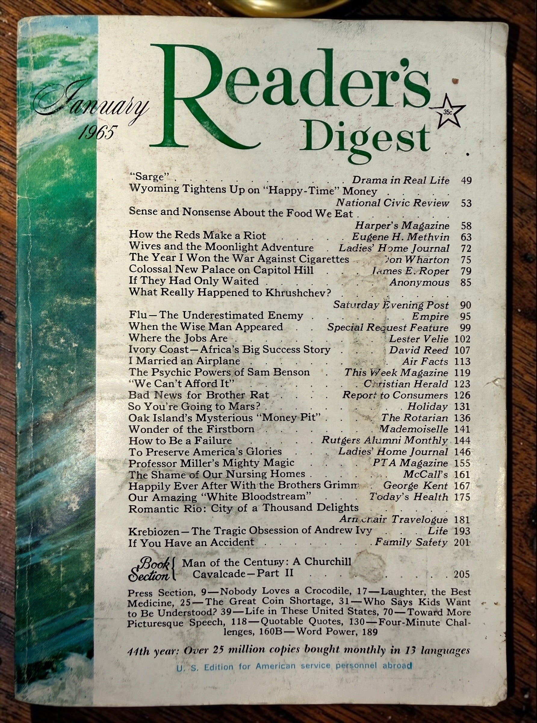 Vintage January 1965 Reader’s Digest featuring the collectible Oak Island Mysterious Money Pit article by David MacDonald.