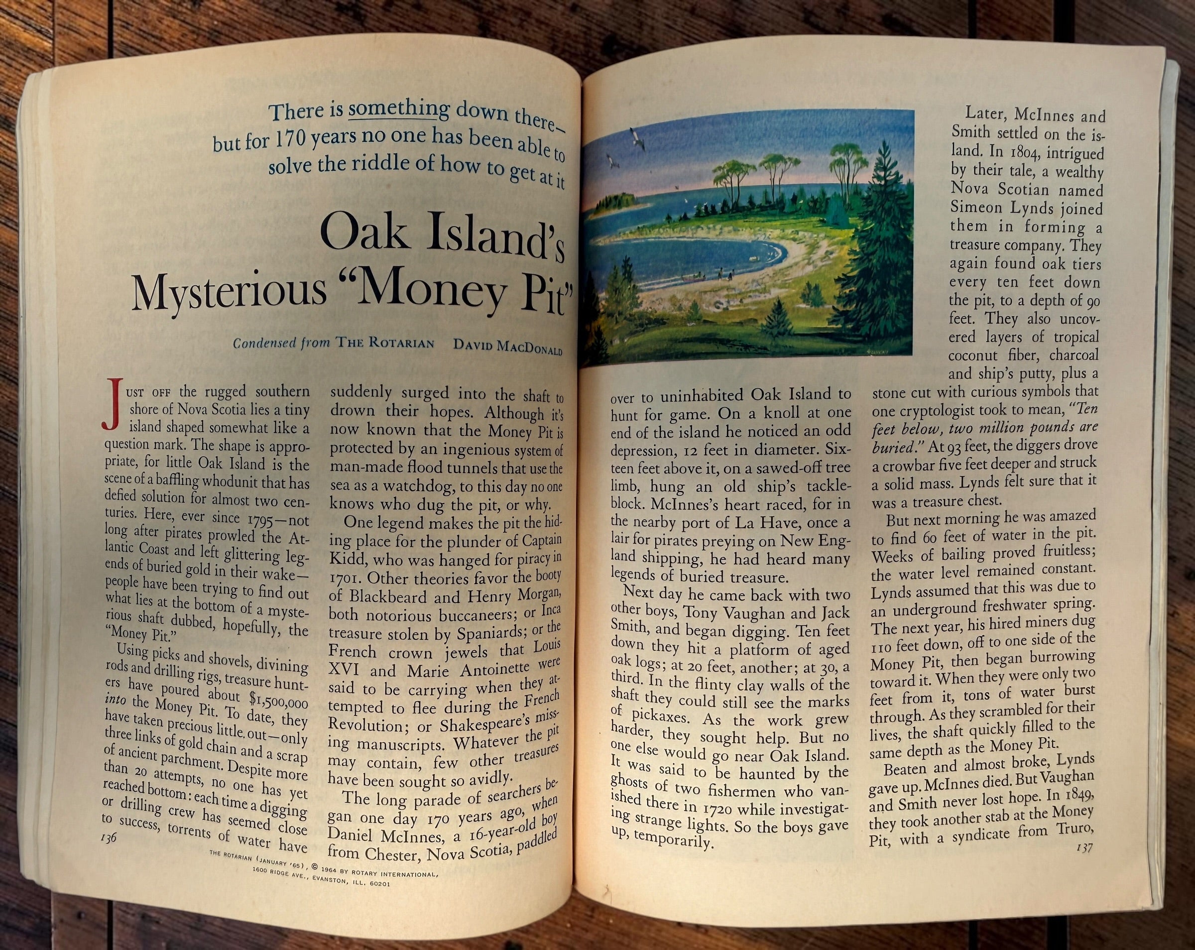 Vintage January 1965 Reader’s Digest featuring the collectible Oak Island Mysterious Money Pit article by David MacDonald.
