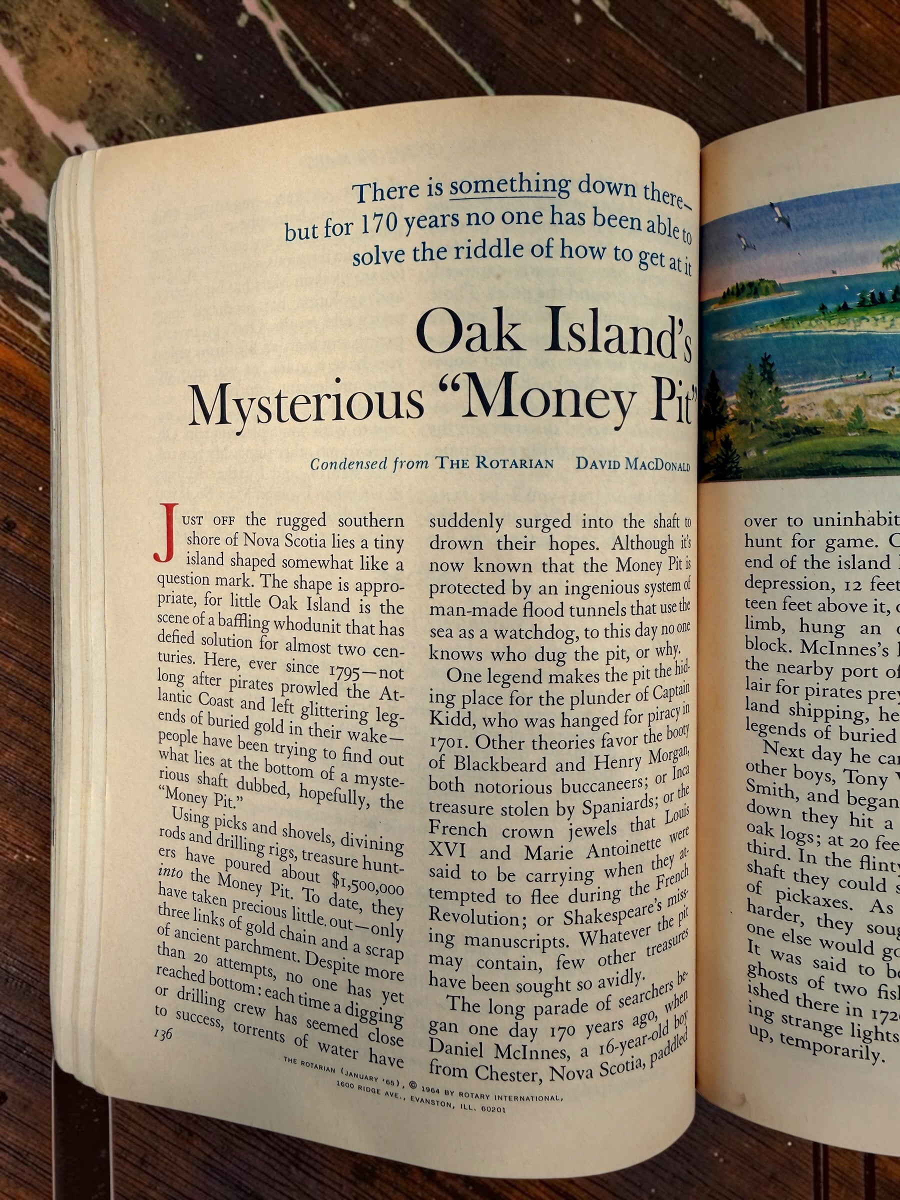 Vintage January 1965 Reader’s Digest featuring the collectible Oak Island Mysterious Money Pit article by David MacDonald.