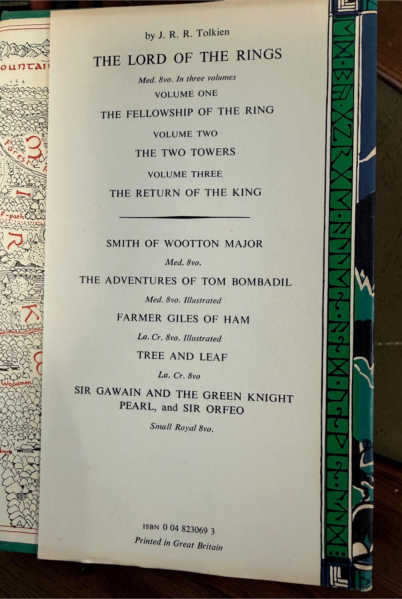 Collectible 1975 UK hardcover of Tolkien’s The Hobbit, Third Edition, Tenth Impression, with original illustrated dust jacket and endpaper maps.