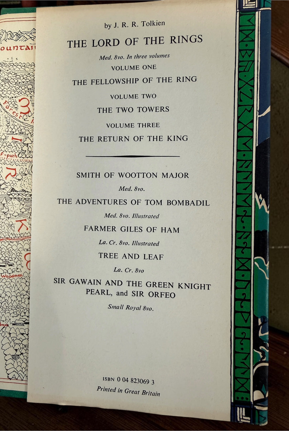Collectible 1975 UK hardcover of Tolkien’s The Hobbit, Third Edition, Tenth Impression, with original illustrated dust jacket and endpaper maps.