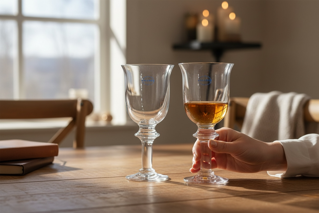Royal Doulton Gallerie lead crystal aperitif goblets with box and brochure. 6-inch English stemware for port, sherry, vermouth. Excellent condition.