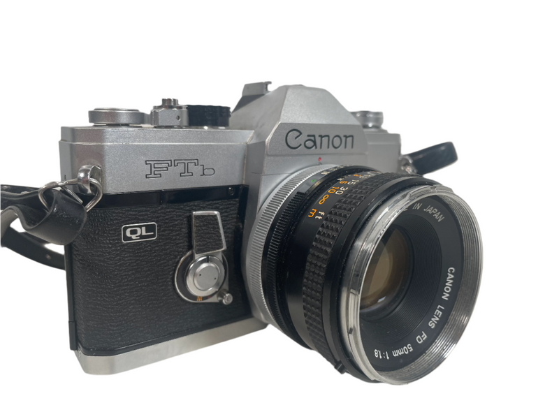 Appareil photo reflex Canon FTb QL 35 mm avec objectif 50 mm f/1,8 FD - Testé et fonctionnel !