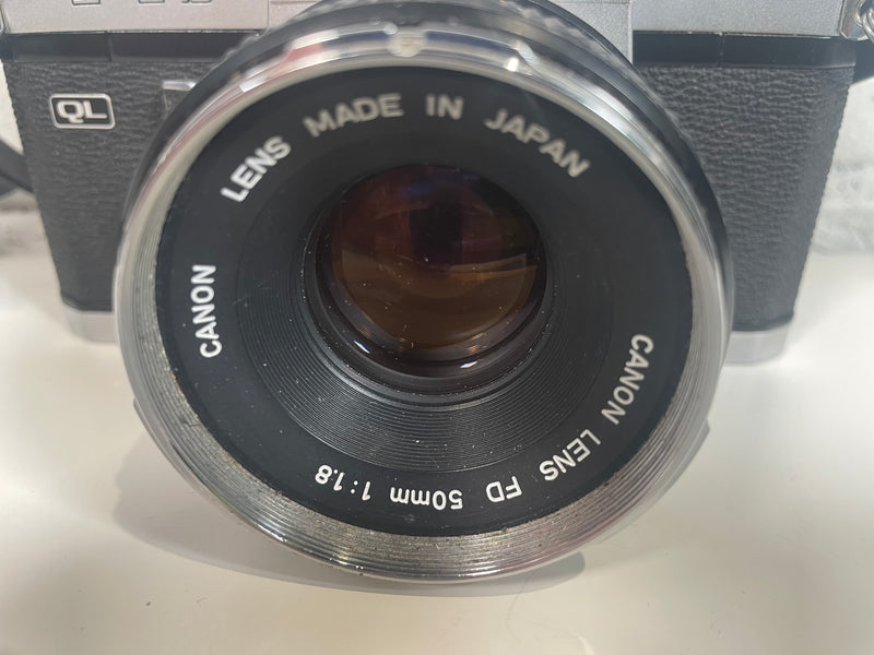 Appareil photo reflex Canon FTb QL 35 mm avec objectif 50 mm f/1,8 FD - Testé et fonctionnel !