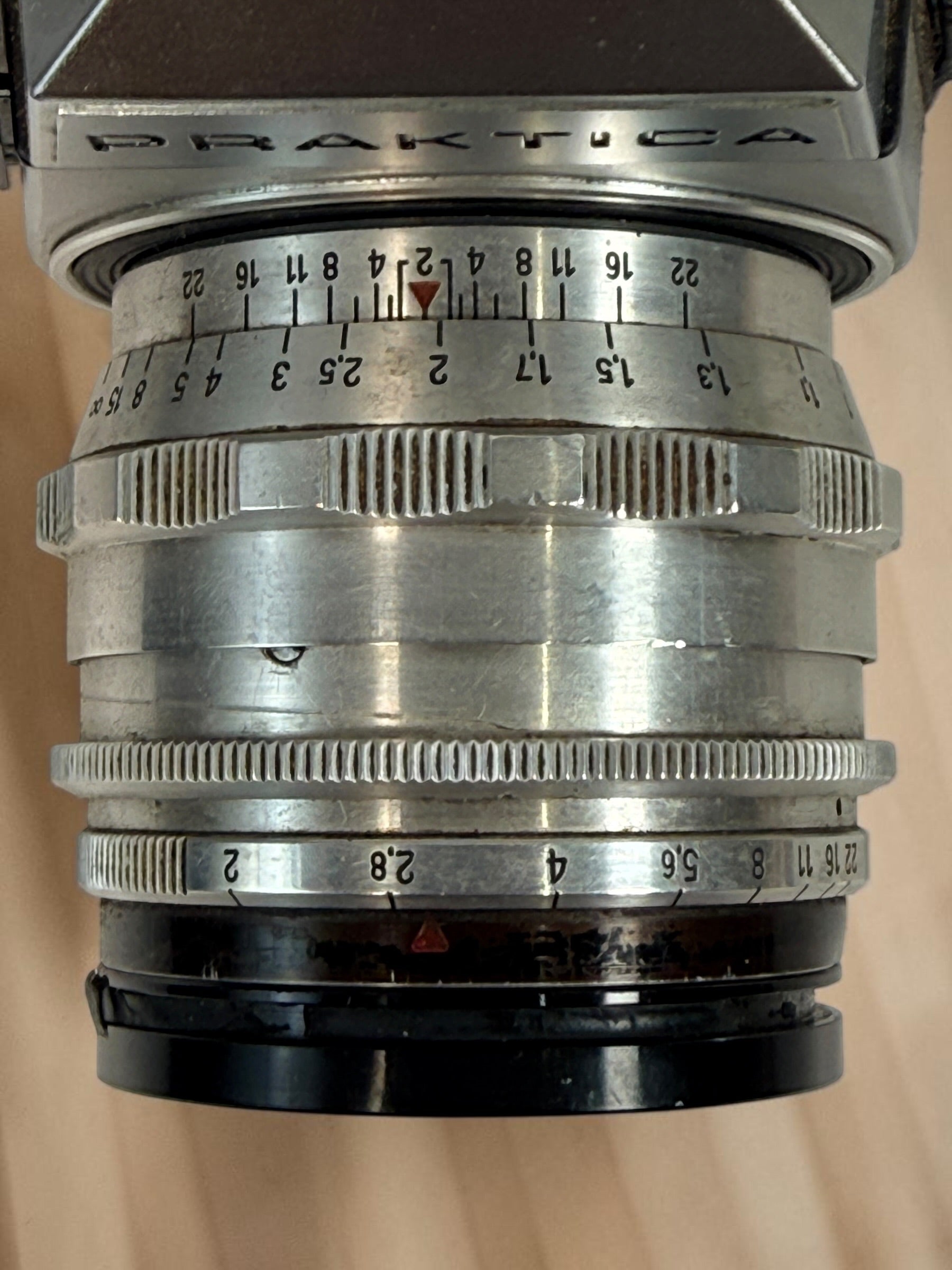 Vintage Praktica MTL 5 East German 35mm SLR with Carl Zeiss Jena Biotar 58mm f/2 M42 lens, cases and strap. Untested and sold as-is.