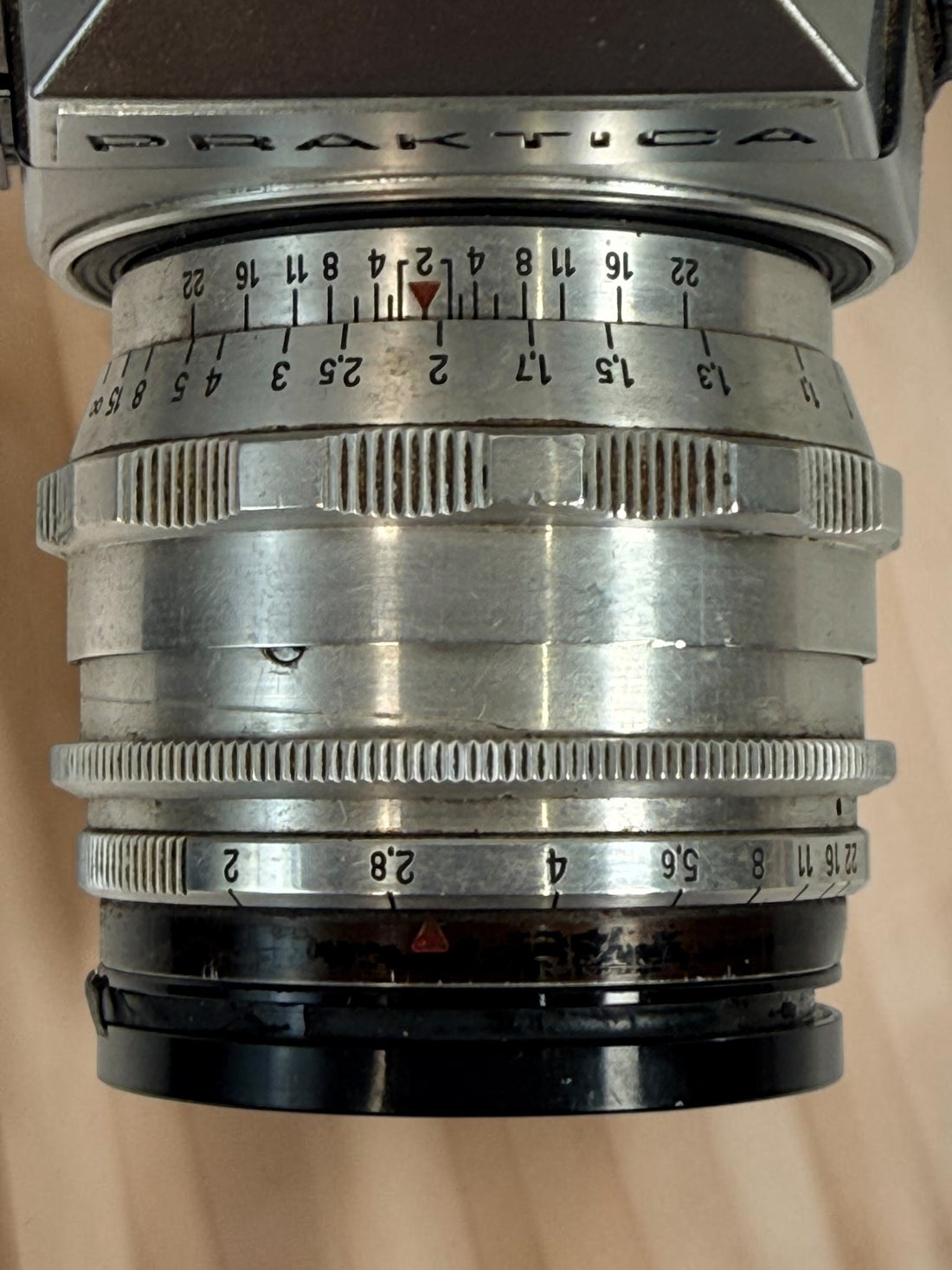 Vintage Praktica MTL 5 East German 35mm SLR with Carl Zeiss Jena Biotar 58mm f/2 M42 lens, cases and strap. Untested and sold as-is.