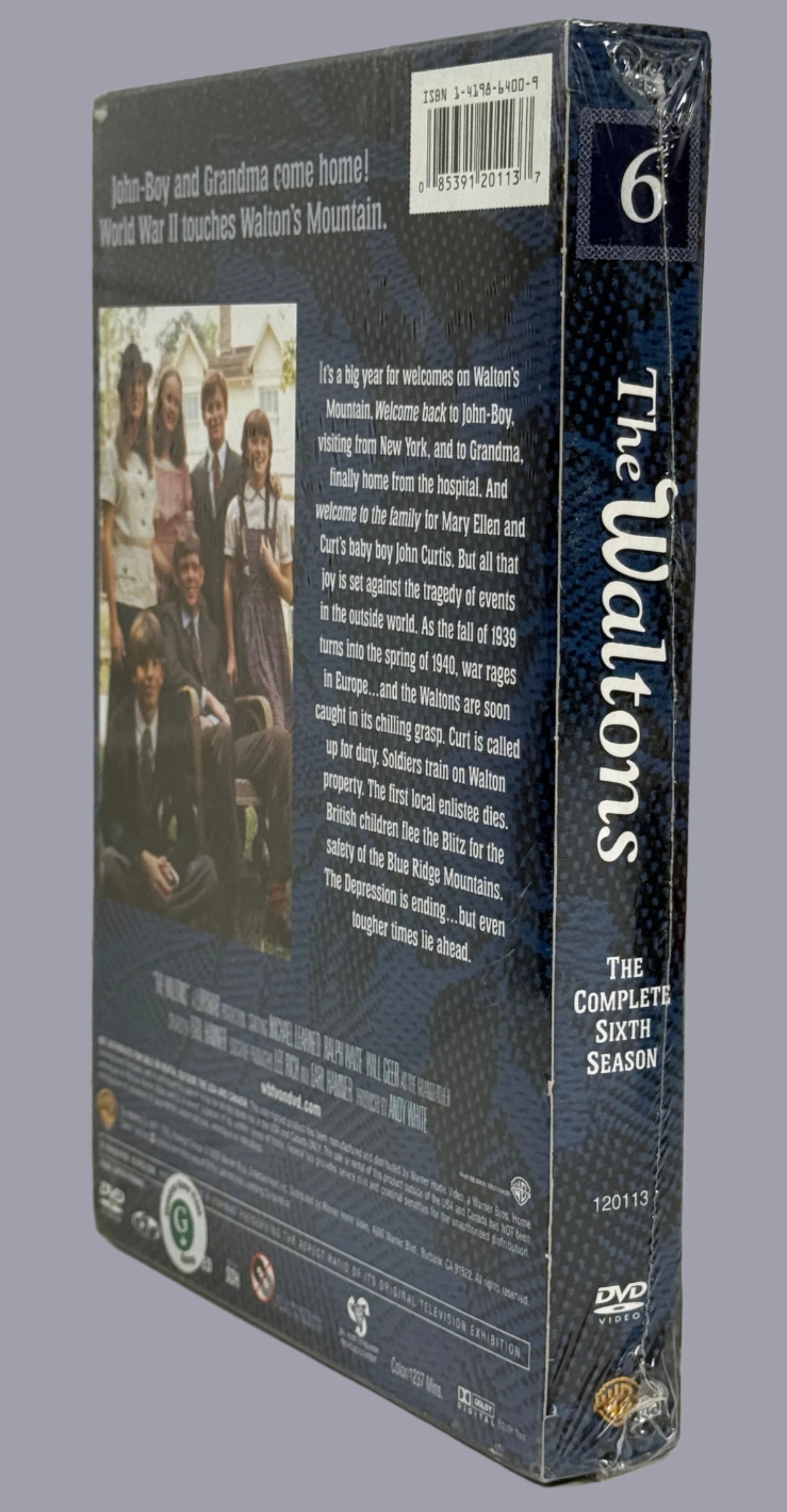 Box set of 'The Waltons' on a textured white surface