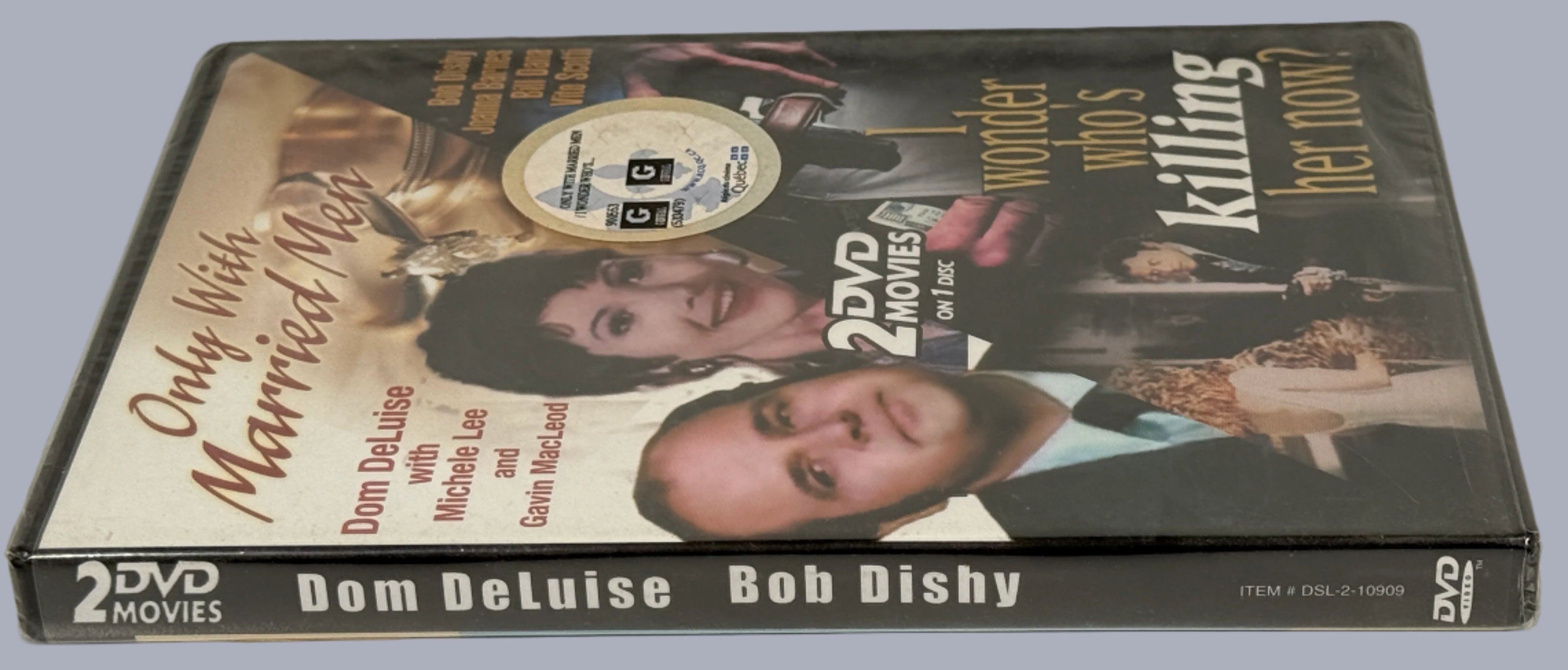 Two DVD movies with a cover featuring two people on a gray surface.
