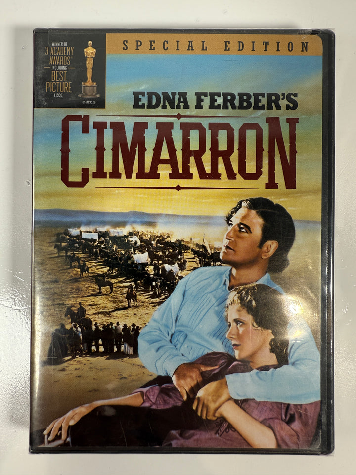 DVD cover of 'Cimarron' with two people embracing, featuring Edna Ferber's name.