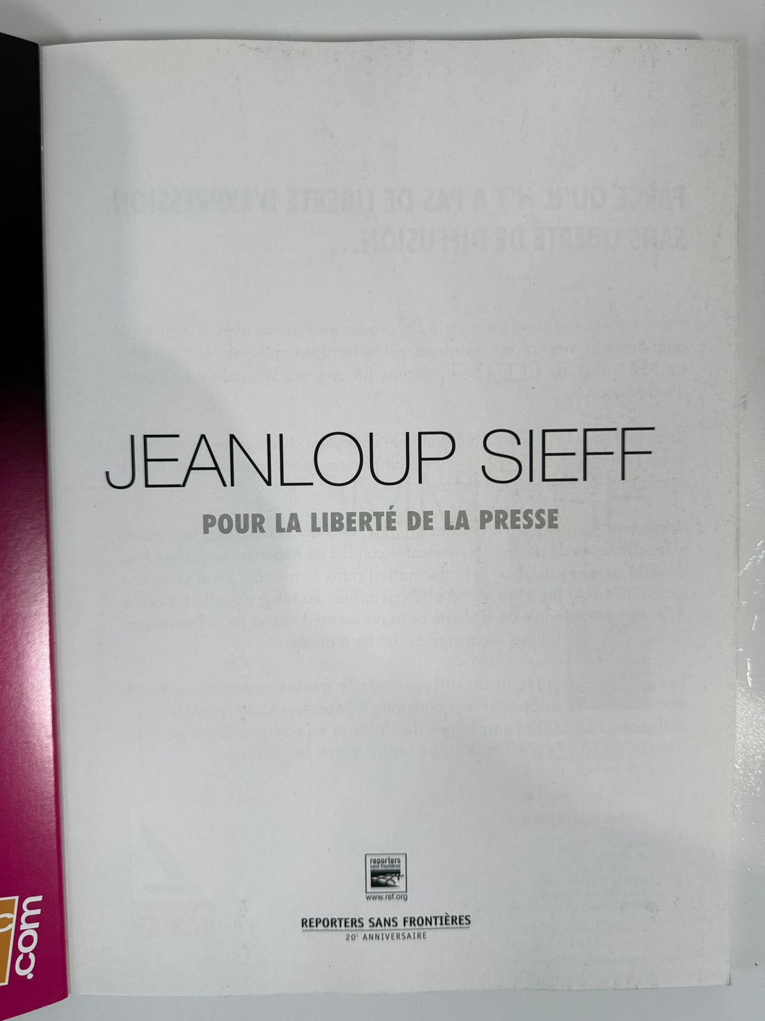 Livre photo de Jeanloup Sieff – Édition RSF pour la liberté de la presse