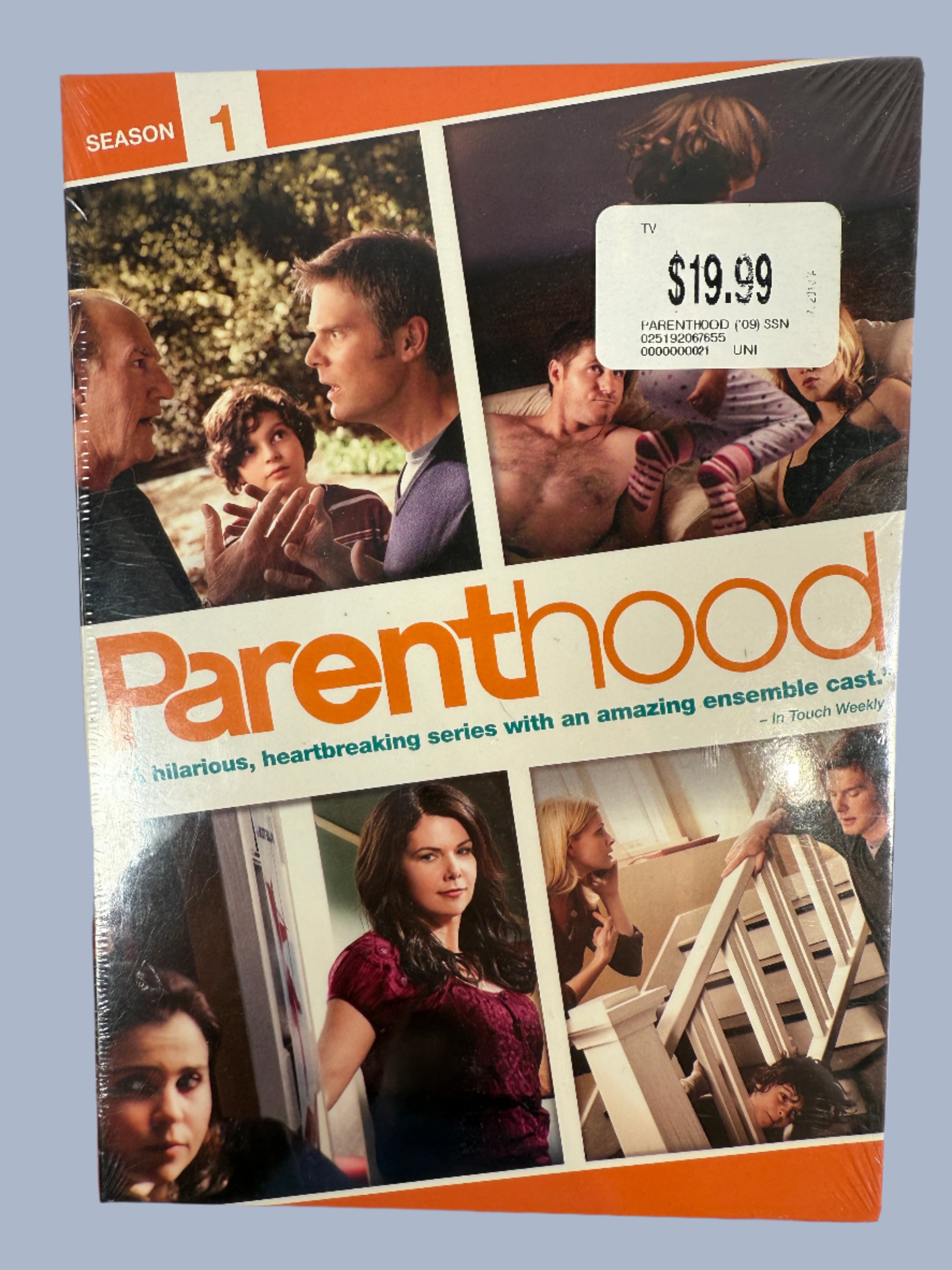 DVD box set of 'Parenthood' with multiple images of characters and a price tag.