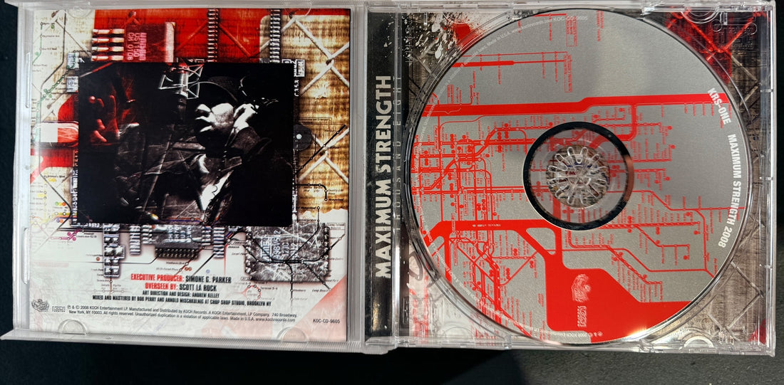 KRS-One Maximum Strength 2008 CD on Koch Records, original U.S. explicit edition featuring 12 tracks of classic East Coast conscious hip-hop.