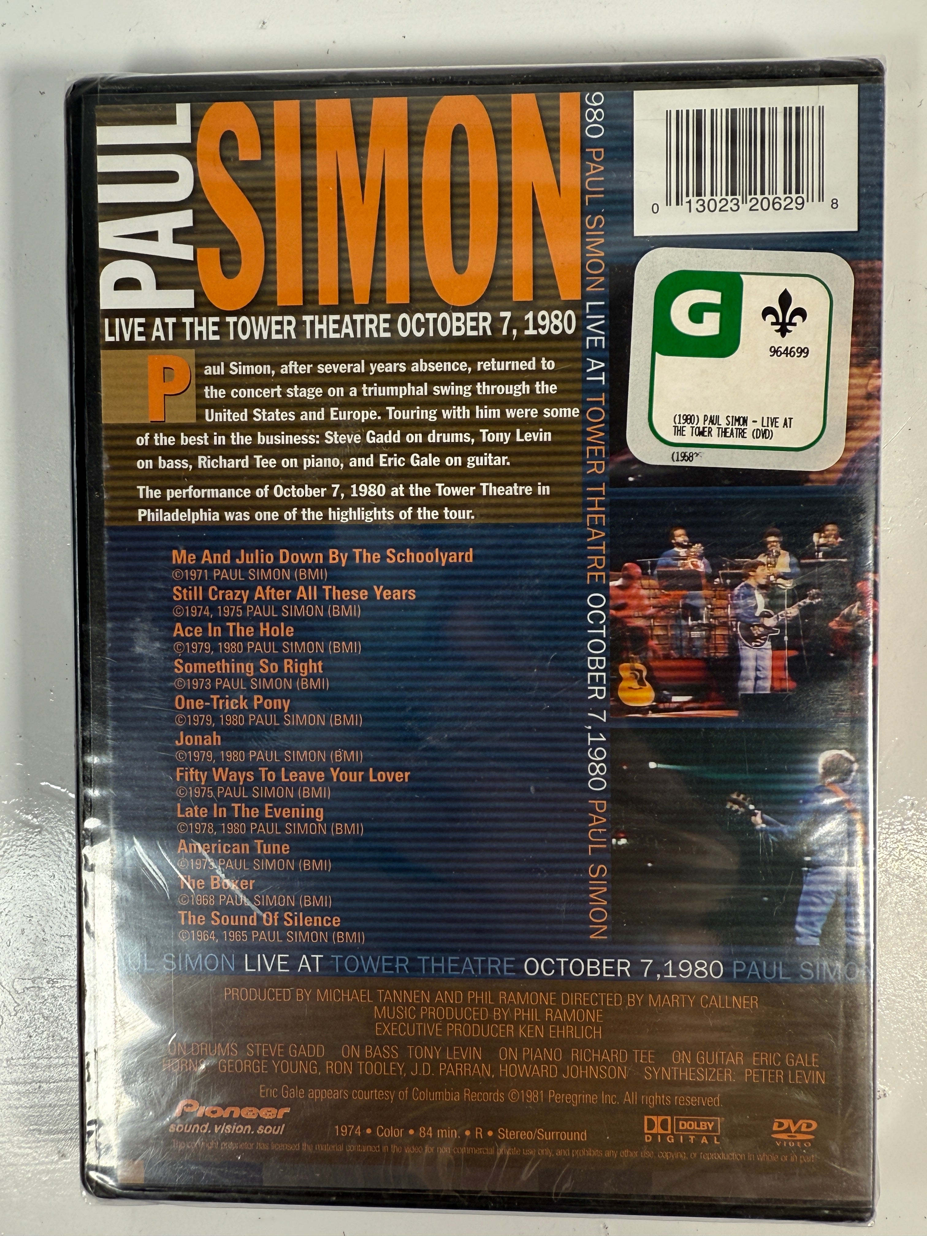 Paul Simon Live at Tower Theatre DVD – Sealed Concert (1980)
