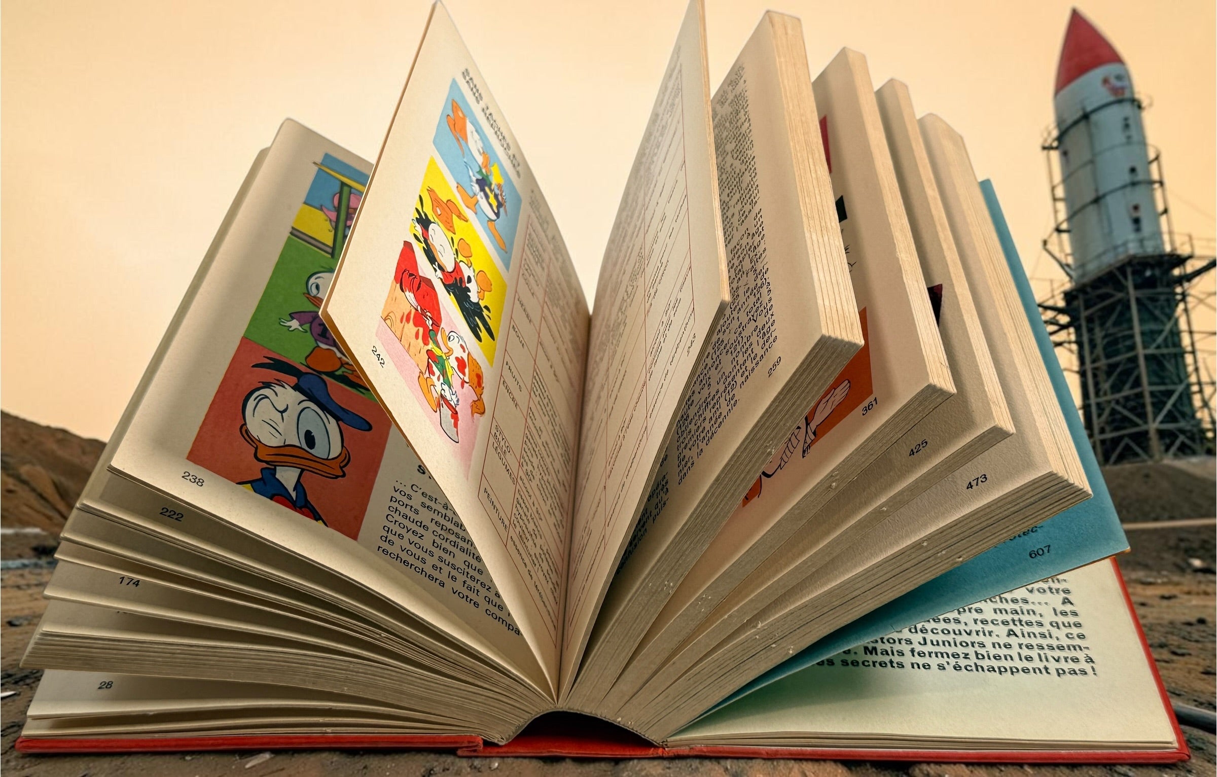 Vintage 1976 Walt Disney Manuel Géant des Castors Juniors, a 639-page French Hachette hardcover filled with colourful illustrations, games and activities.