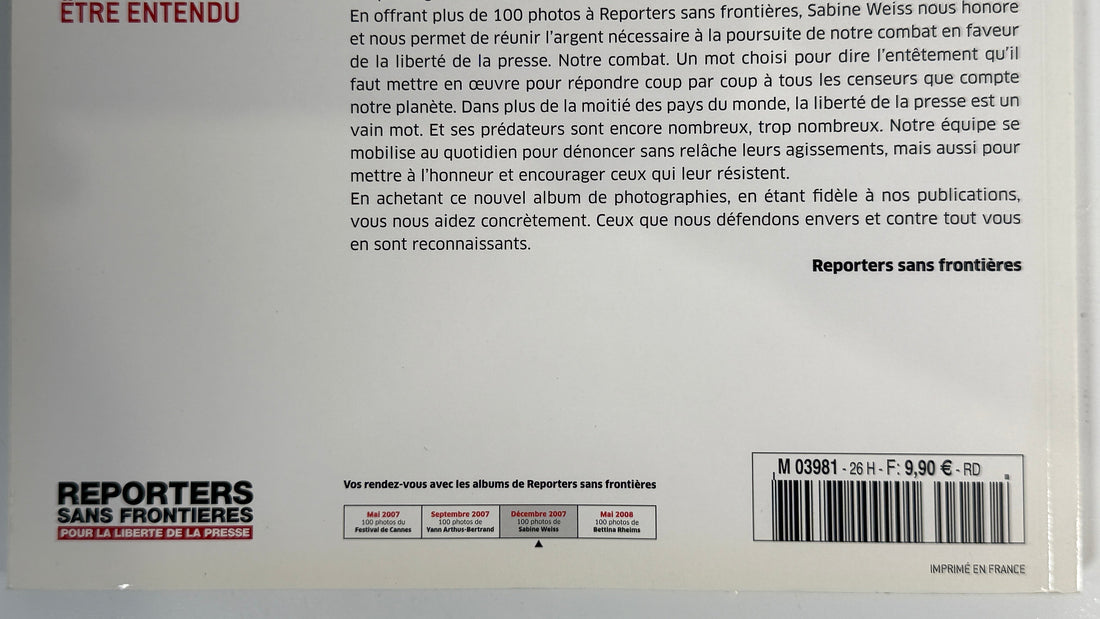 Livre photo Sabine Weiss – Édition humaniste RSF