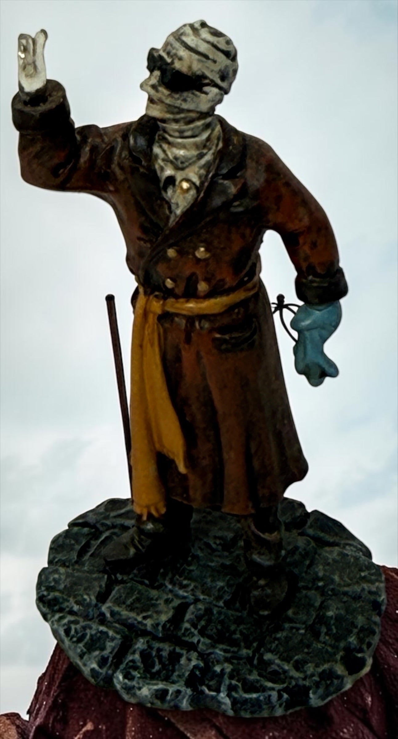 2005 Hawthorne Village Invisible Man figurine from the Universal Studios Monsters collection, featuring its original transparent-hand effect.