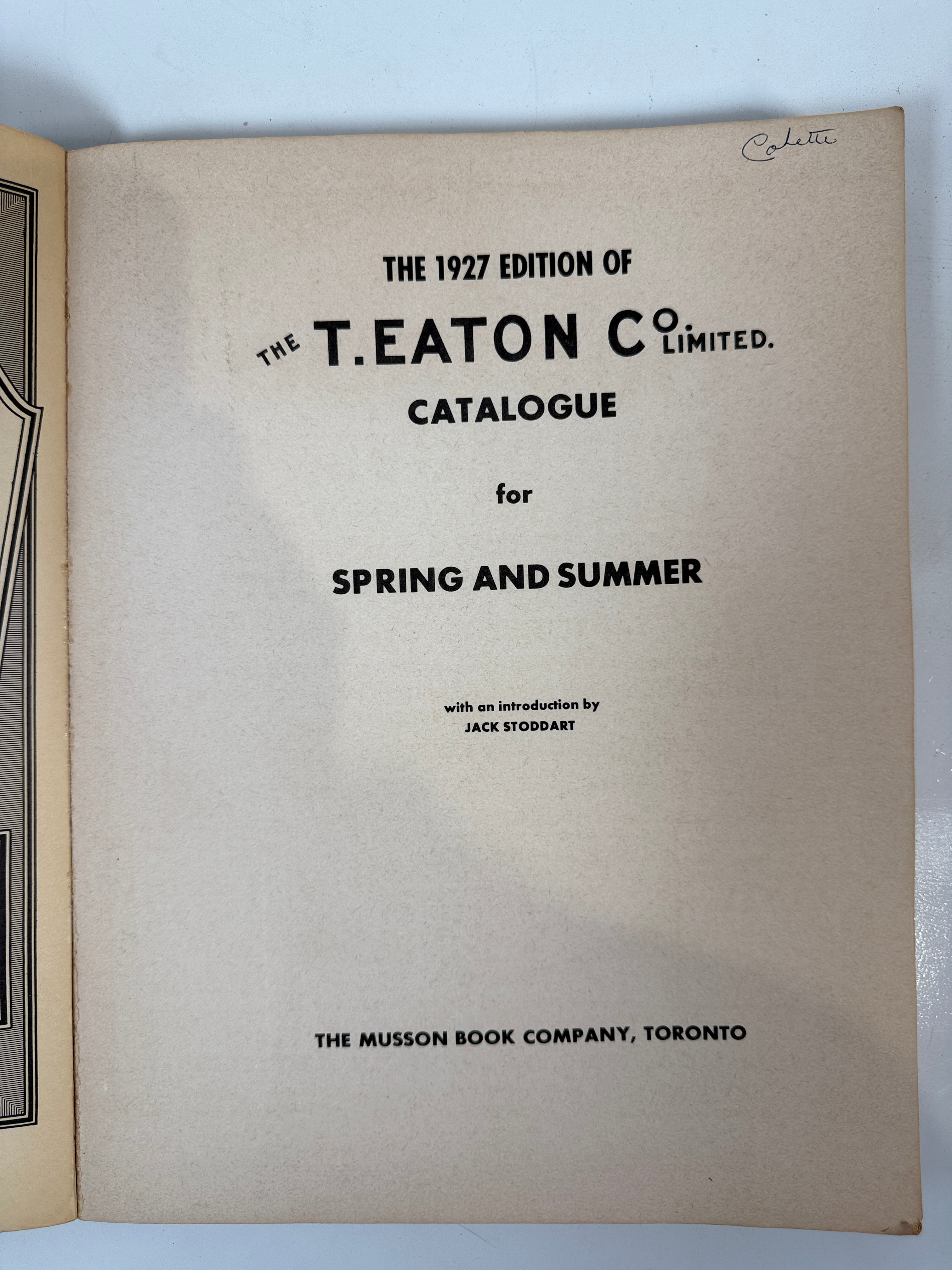 Catalogue Eaton printemps-été 1927 – Réimpression Musson