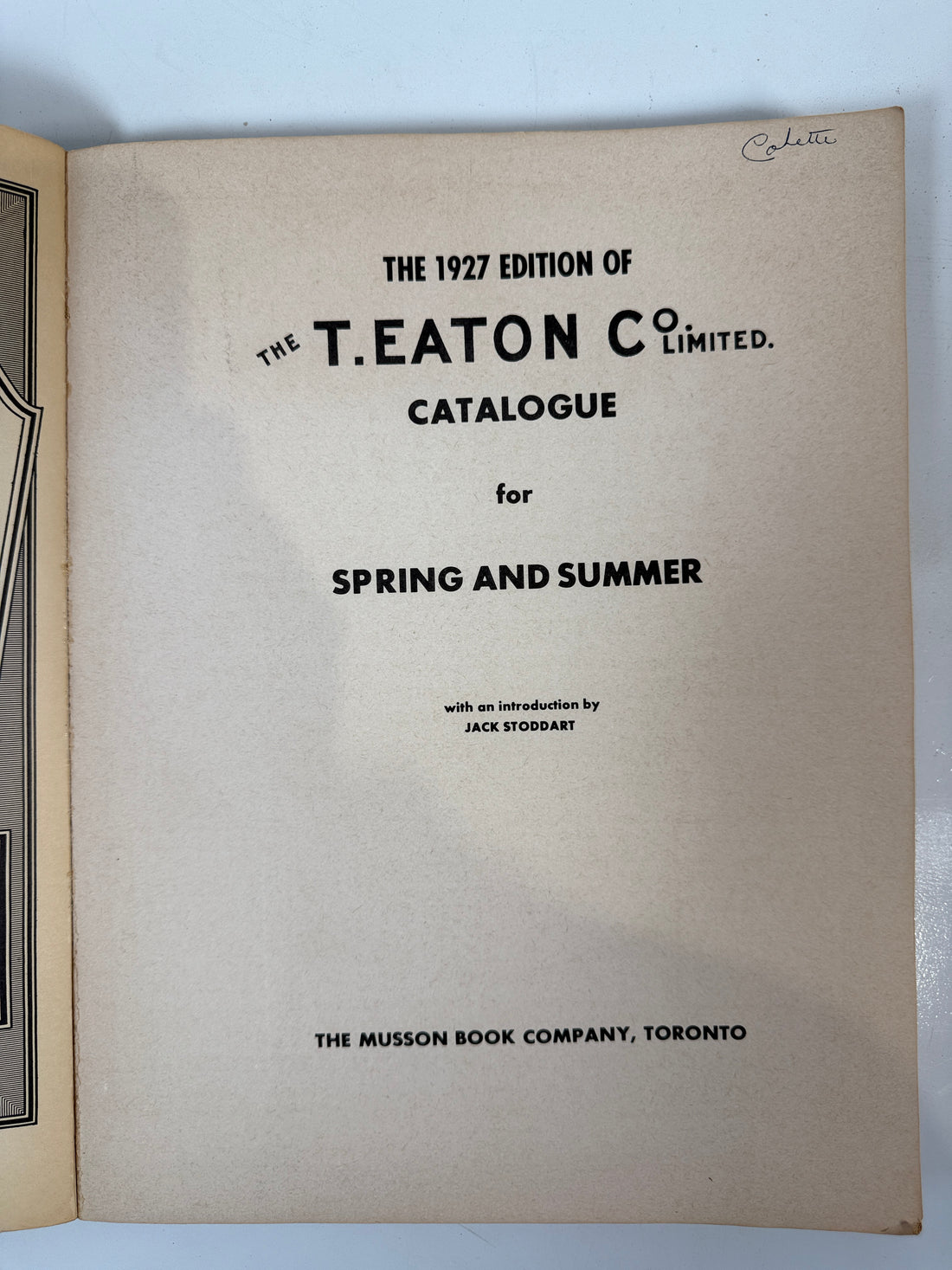 Catalogue Eaton printemps-été 1927 – Réimpression Musson