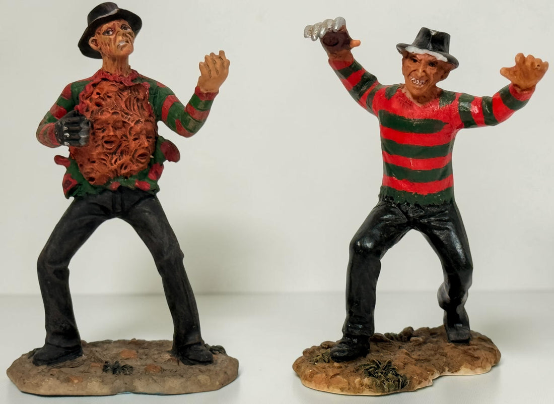 2007 Hawthorne Village Freddy Krueger set of 3 horror figurines from A Nightmare on Elm Street, officially licensed by New Line Productions.