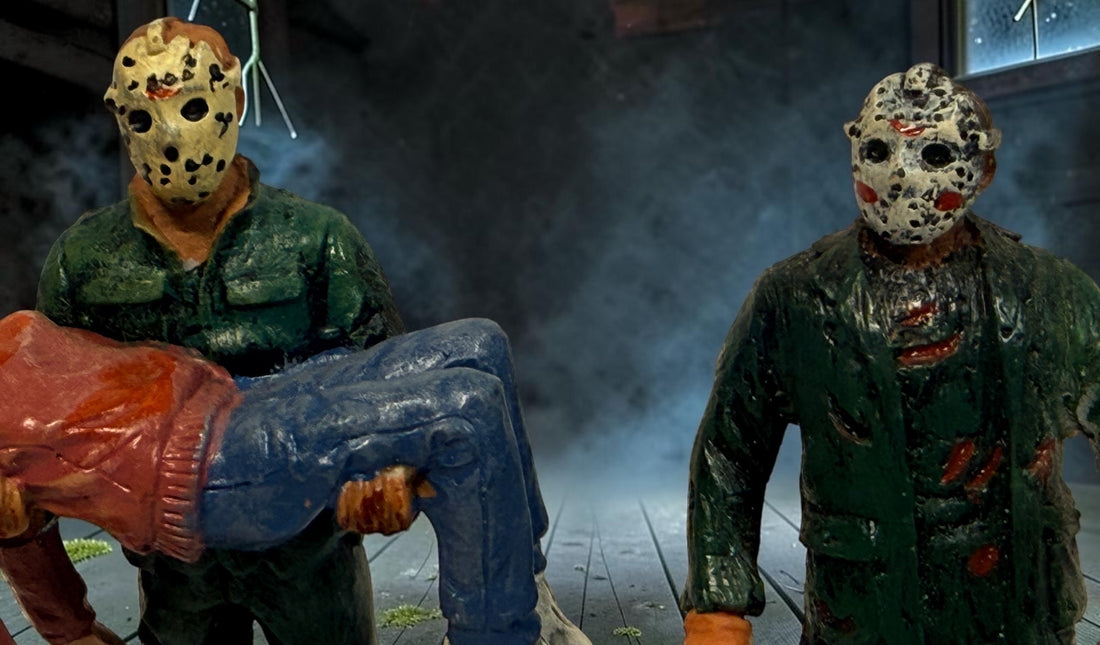Hawthorne Village Friday the 13th Jason Voorhees set of 3 horror figurines, including Jason Strikes Again. Official 2005 New Line collectible.