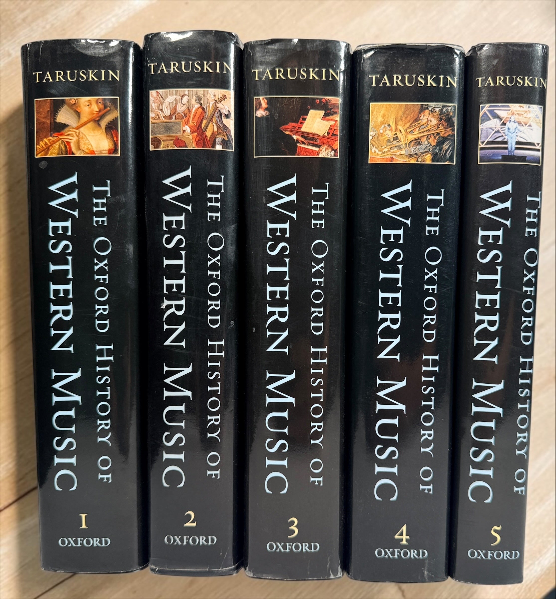 Richard Taruskin Oxford History of Western Music 2005 hardcover Volumes 1–5 set, published by Oxford University Press. Very good condition.