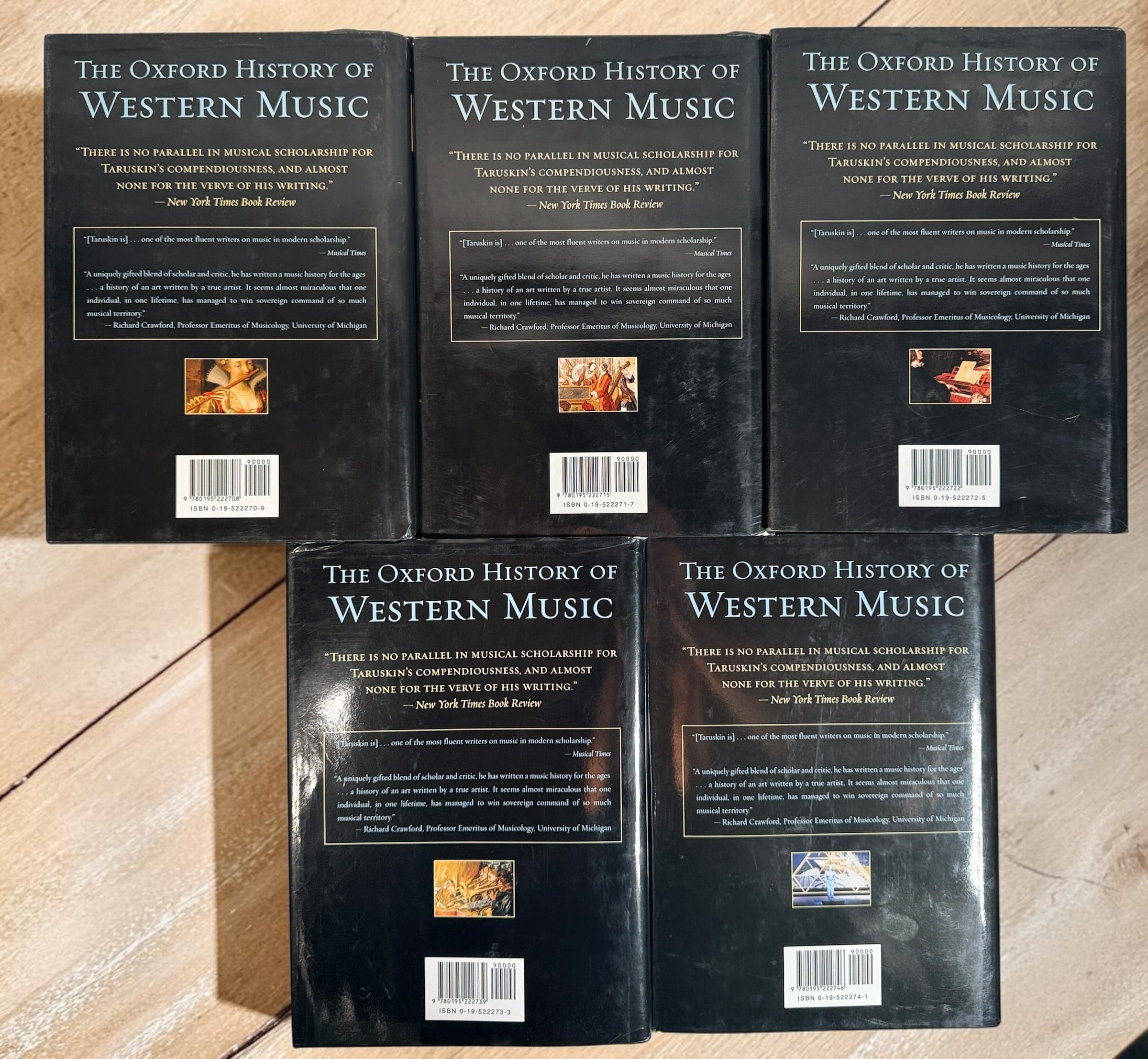Richard Taruskin Oxford History of Western Music 2005 hardcover Volumes 1–5 set, published by Oxford University Press. Very good condition.