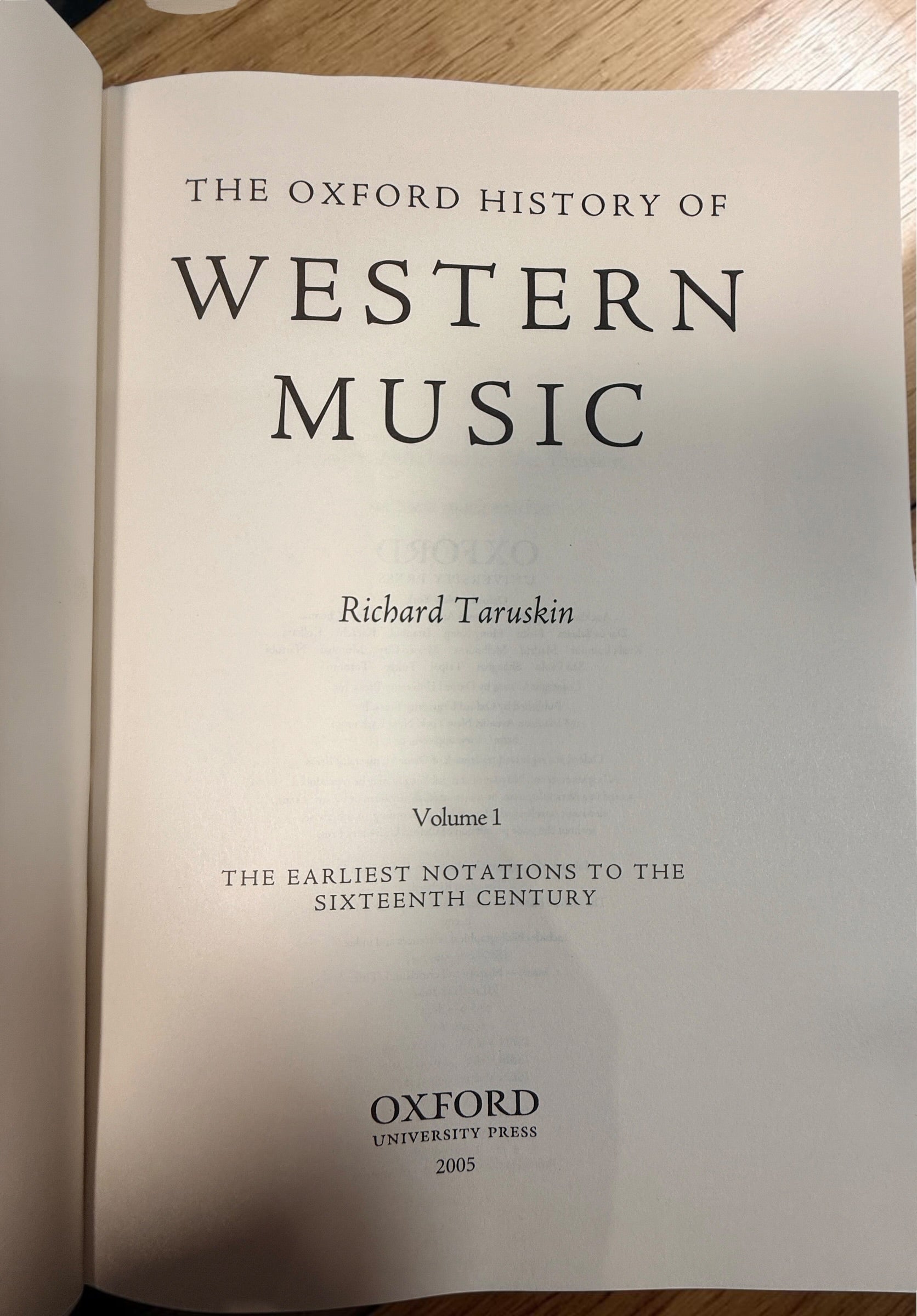 Richard Taruskin Oxford History of Western Music 2005 hardcover Volumes 1–5 set, published by Oxford University Press. Very good condition.