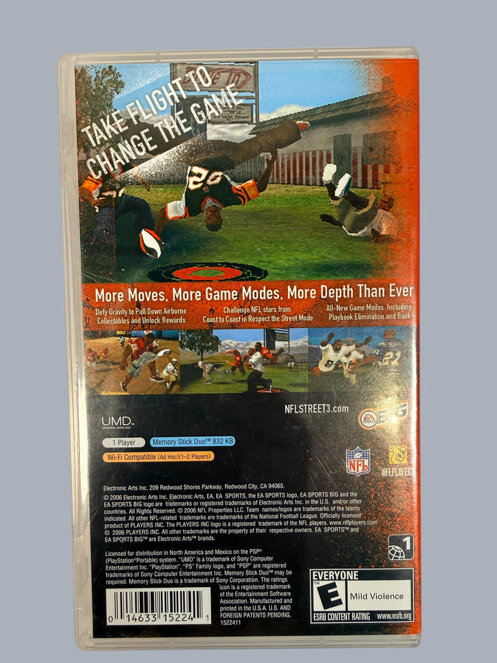 NFL Street 3 PSP complete with case, manual and UMD. EA Sports Big 2006 release. Clean collector copy. Ships from Montreal with care.