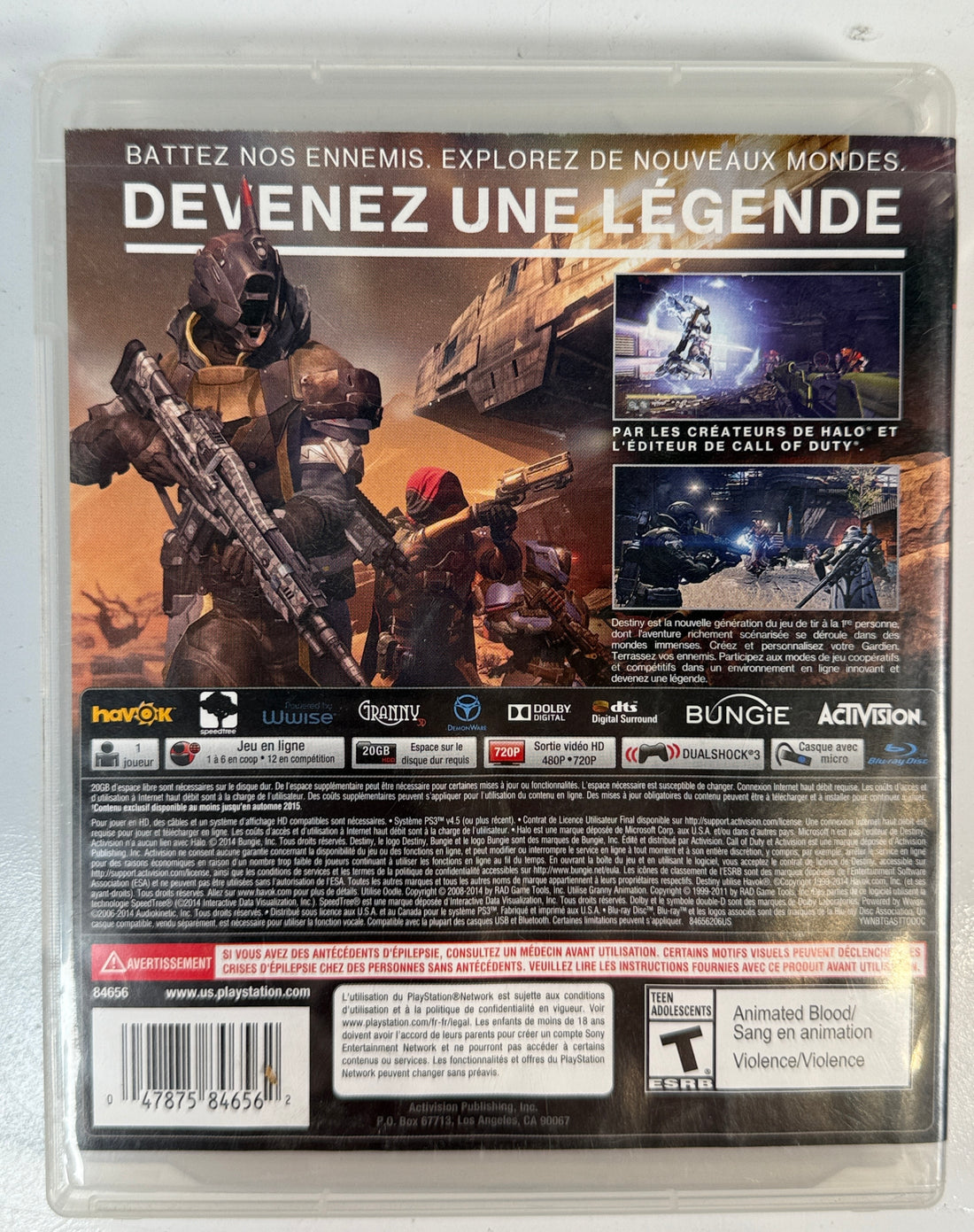 Game packaging with characters and text in French, featuring Activision logos.