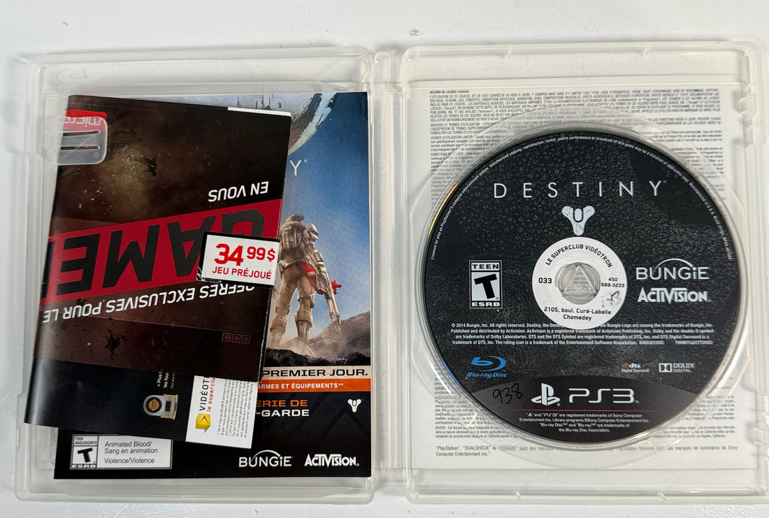 Destiny PS3 – Coffret bilingue complet et inserts (2014)