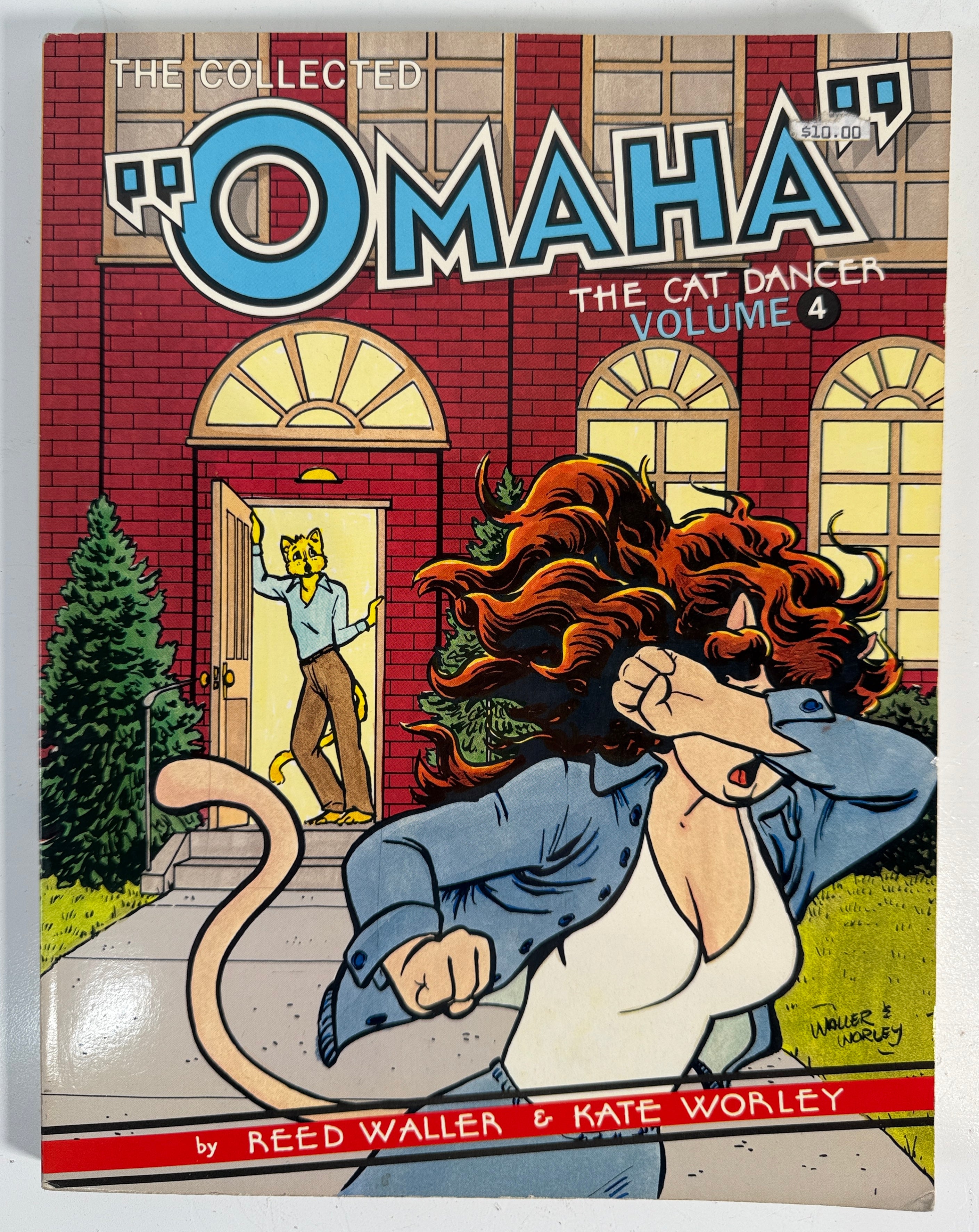 Comic book cover titled 'The Collected Omaha Volume 4' with a woman and cat illustration.