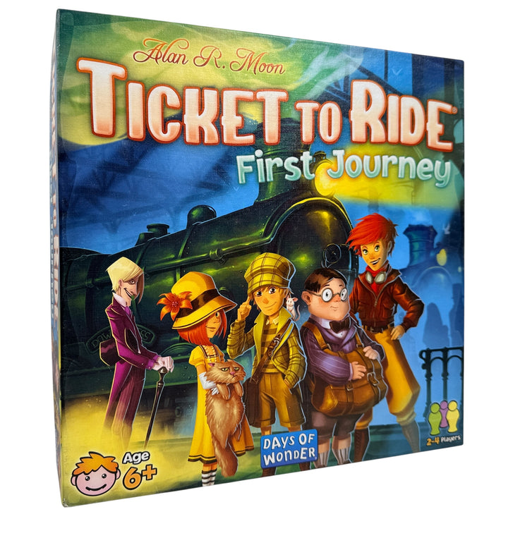 Used Ticket to Ride First Journey board game. Missing some Ticket Cards. Includes trains, board, and rules. Good for family play or parts. Ships from Montreal.