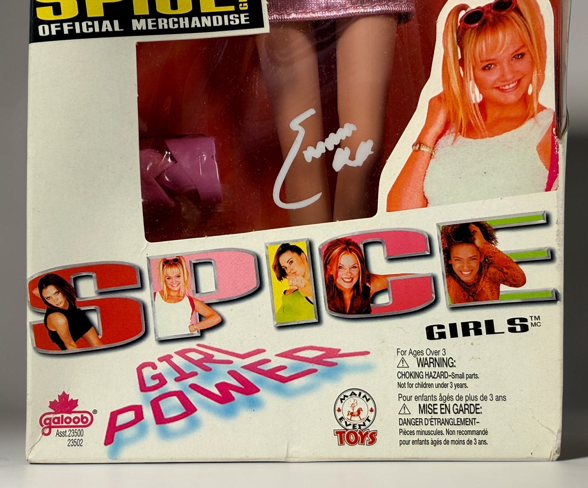 1997 Galoob Spice Girls Emma Bunton Baby Spice Girl Power doll in original box with pink microphone and plush bear. Vintage 1990s collectible.