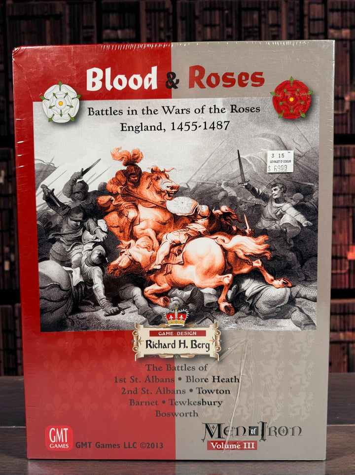 Sealed GMT historical wargame Blood &amp; Roses covering Wars of the Roses battles 1455–1487. Out of print collectible Men of Iron Volume III for 1–2 players.