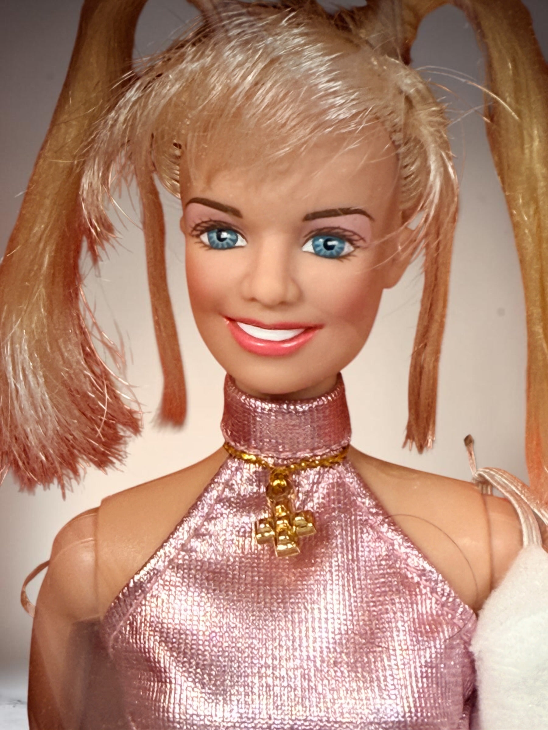 1997 Galoob Spice Girls Emma Bunton Baby Spice Girl Power doll in original box with pink microphone and plush bear. Vintage 1990s collectible.