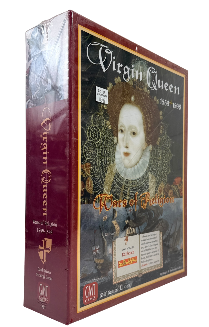 Sealed GMT Games Virgin Queen Wars of Religion 1559–1598. Classic Ed Beach card driven grand strategy wargame. Collector condition.