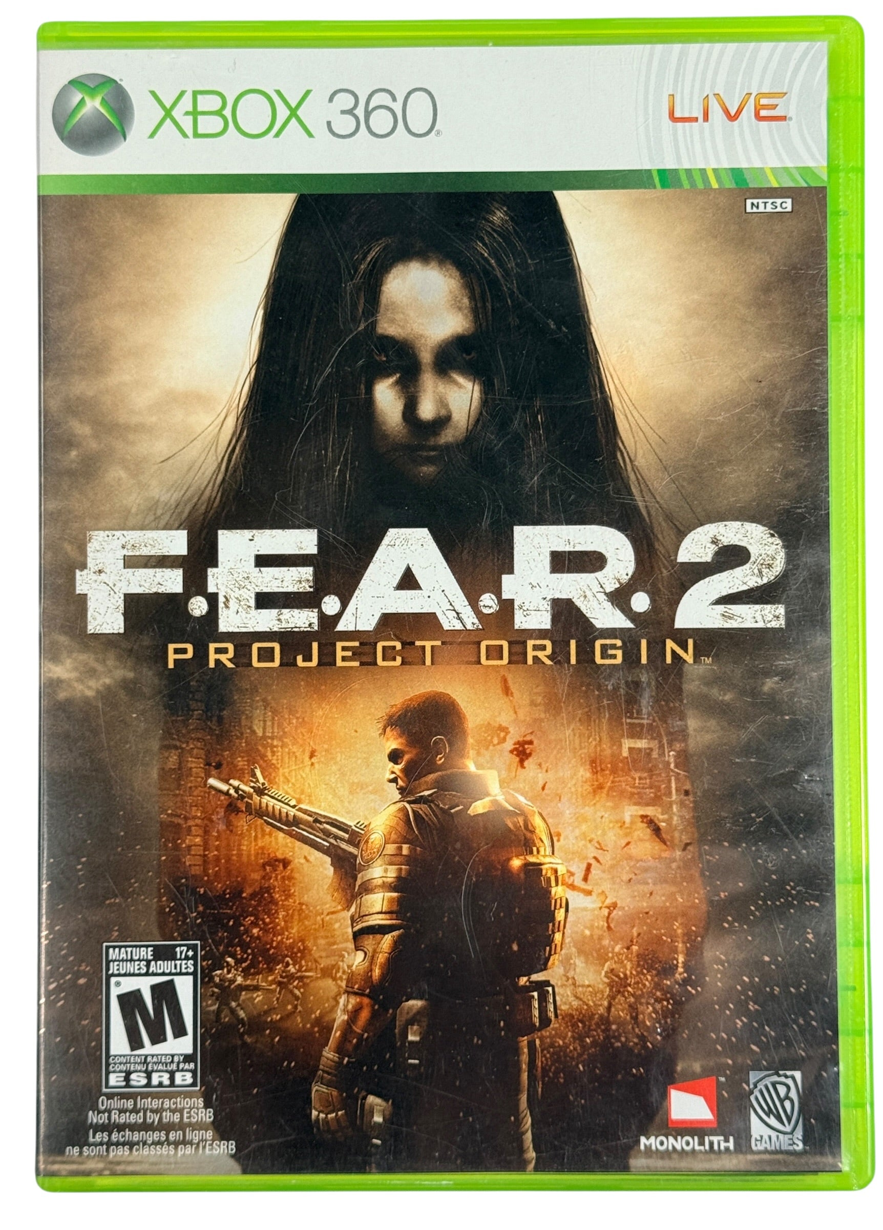 Complete Xbox 360 copy of F.E.A.R. 2 Project Origin. Survival horror FPS with case, manual, and disc. Tested and ready to play.
