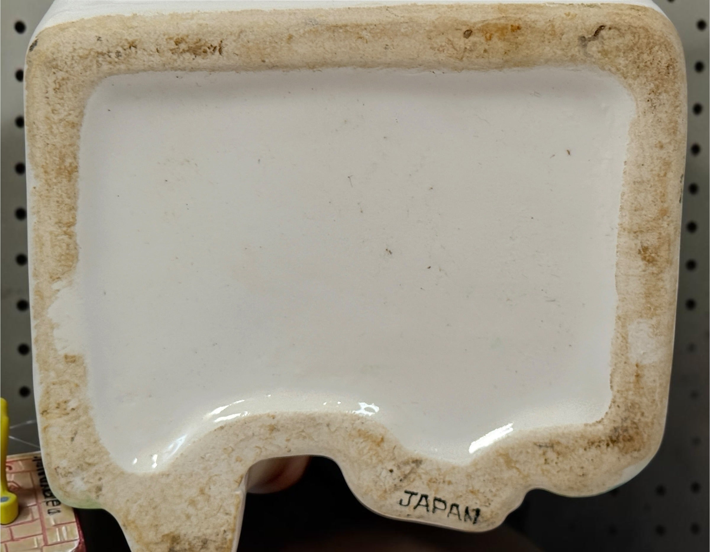 Vintage 1950s Japanese ceramic figural child wall pocket planter with colorful hand-painted decoration, cactus details and original Japan mark.