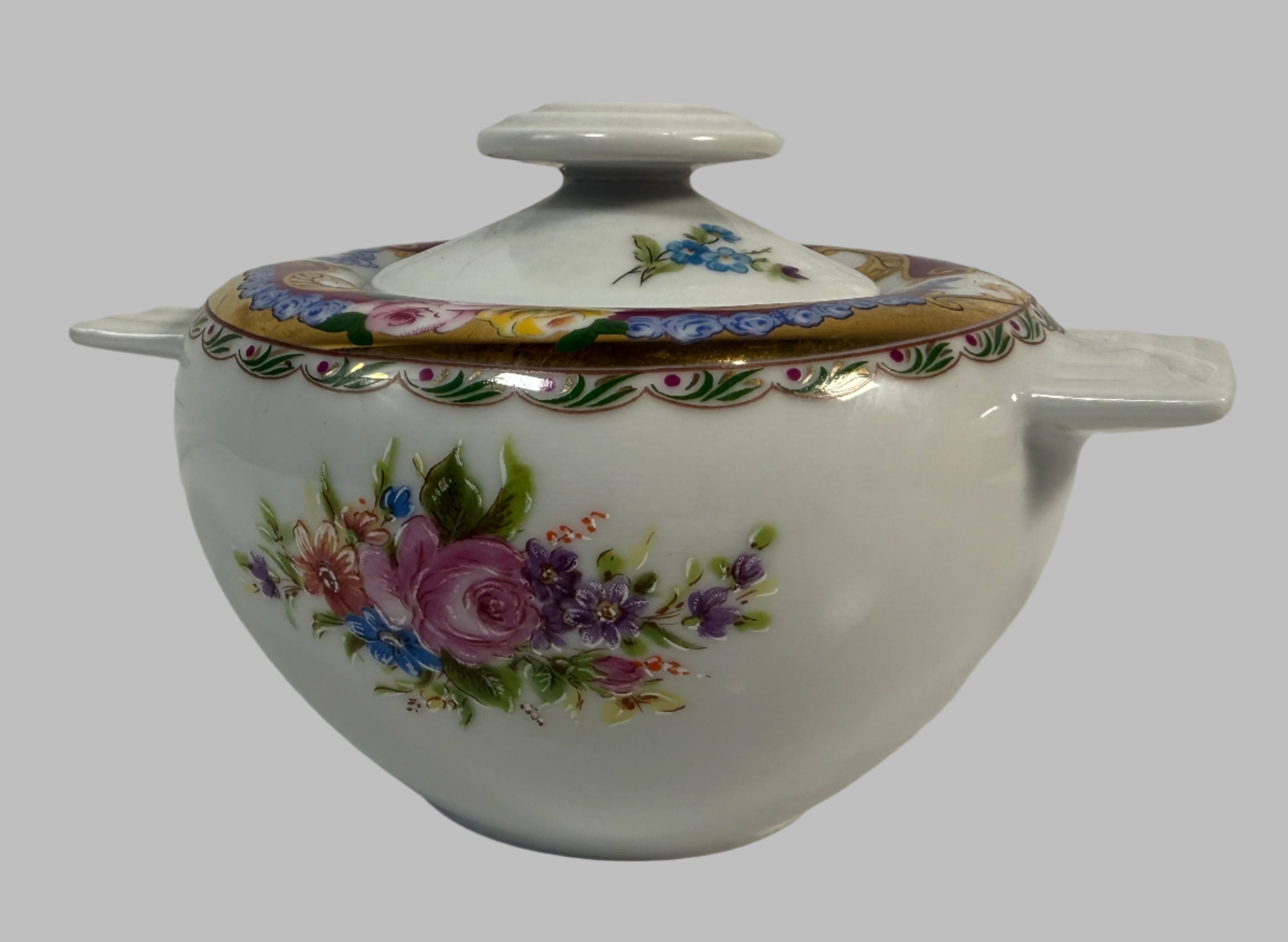 Vintage Mont Venus Limoges Porcelain Sugar Bowl with Lid