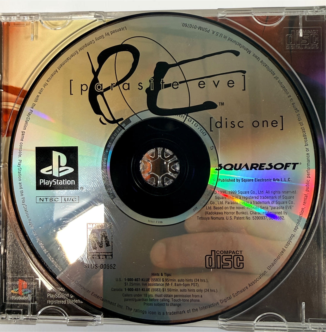 1999 Parasite Eve Greatest Hits for PS1 with both discs, manual and case. Classic Squaresoft survival-horror RPG. NTSC-U/C.