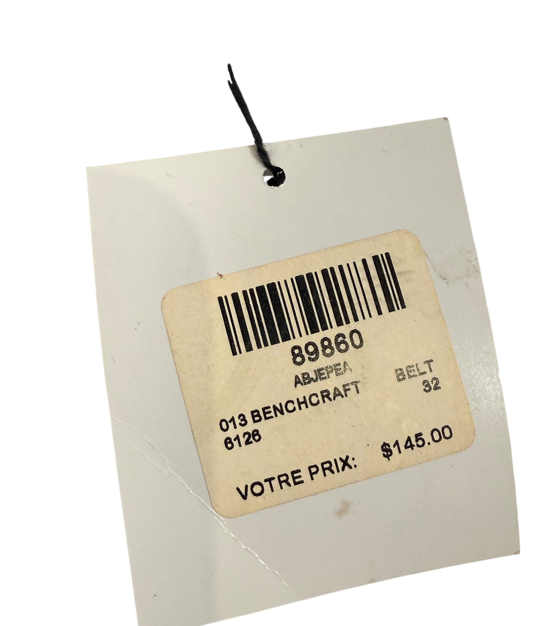 Bench Craft Leather Belt Size 32 – Black with Contrast Stitching