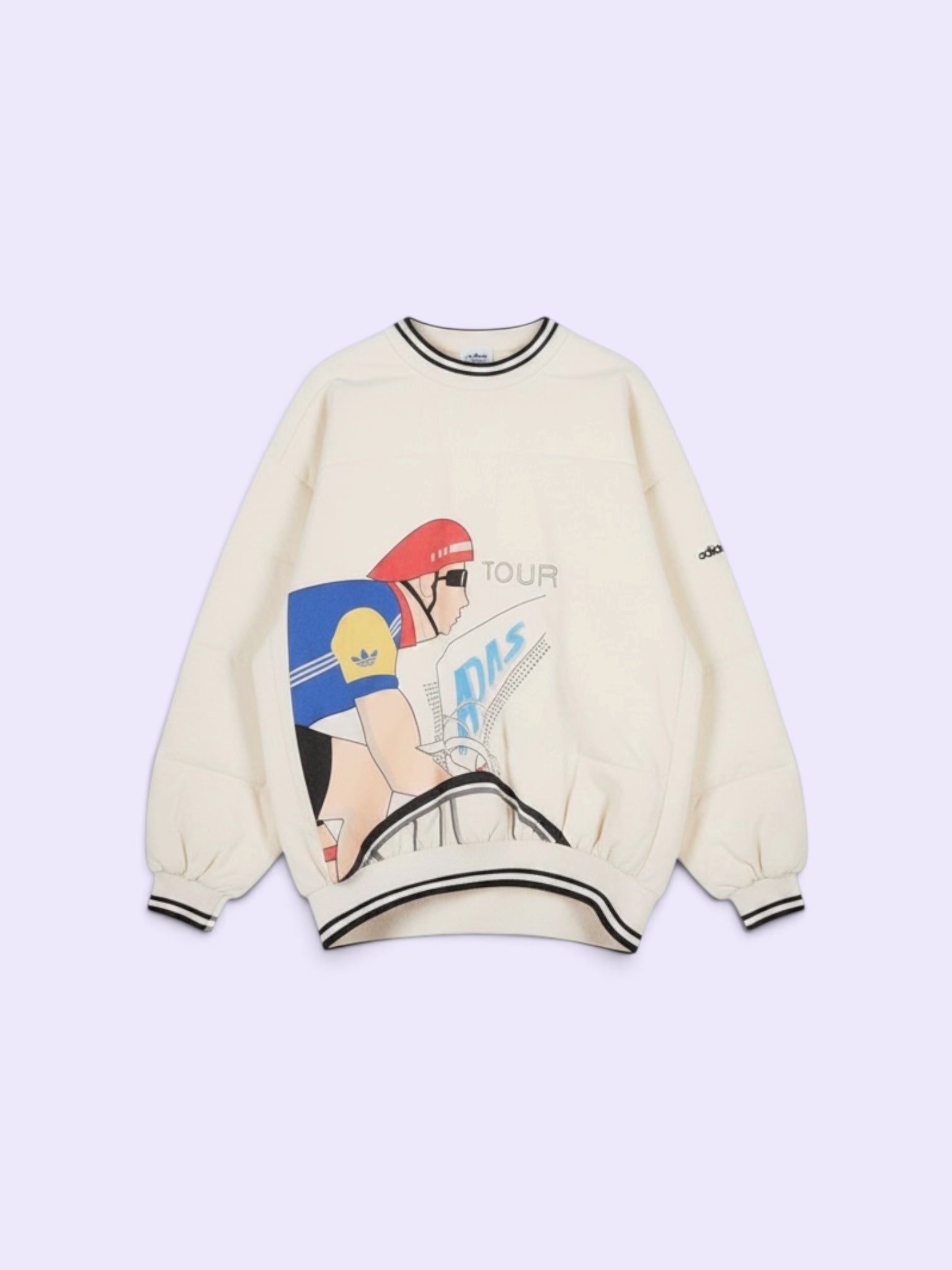 Sweat-shirt vintage des années 80 Adidas, motif cyclisme, taille L.