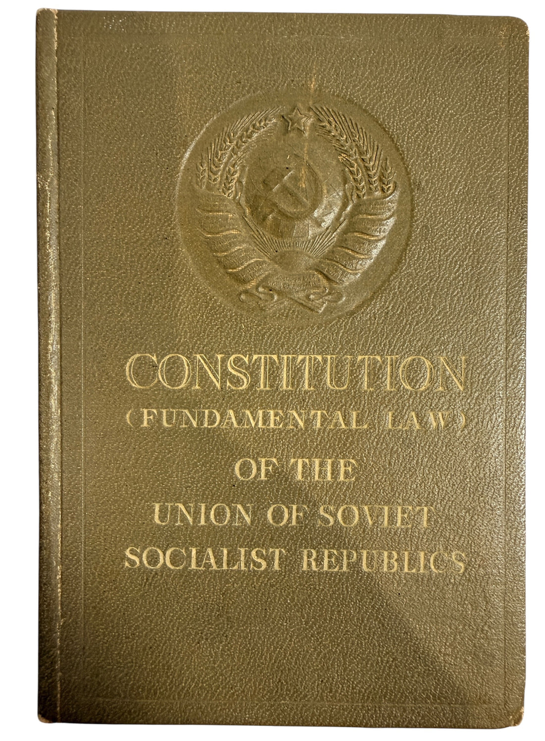 1938 English USSR Constitution pocket booklet printed by OGIZ. Stalin-era Soviet political publication with Lenin and Stalin portrait. Pre-WWII artifact.