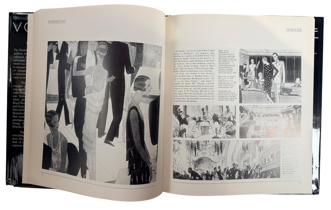 The Twenties in Vogue hardcover fashion history book. Illustrated 1920s style, culture, and Vogue archives. Art Deco era coffee table reference with dust jacket.