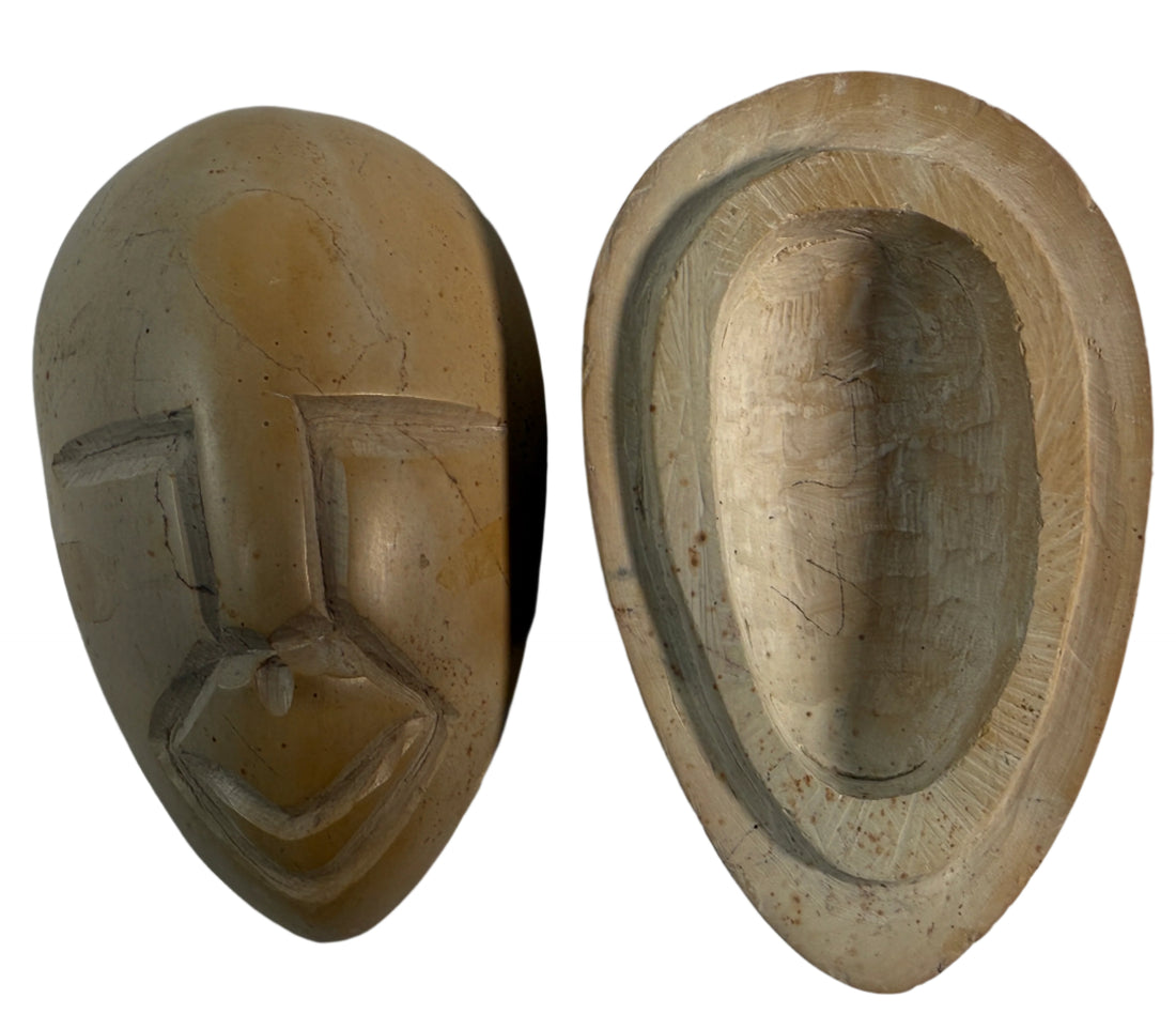 Kenyan Soapstone Face Box – Hand-Carved Trinket Container